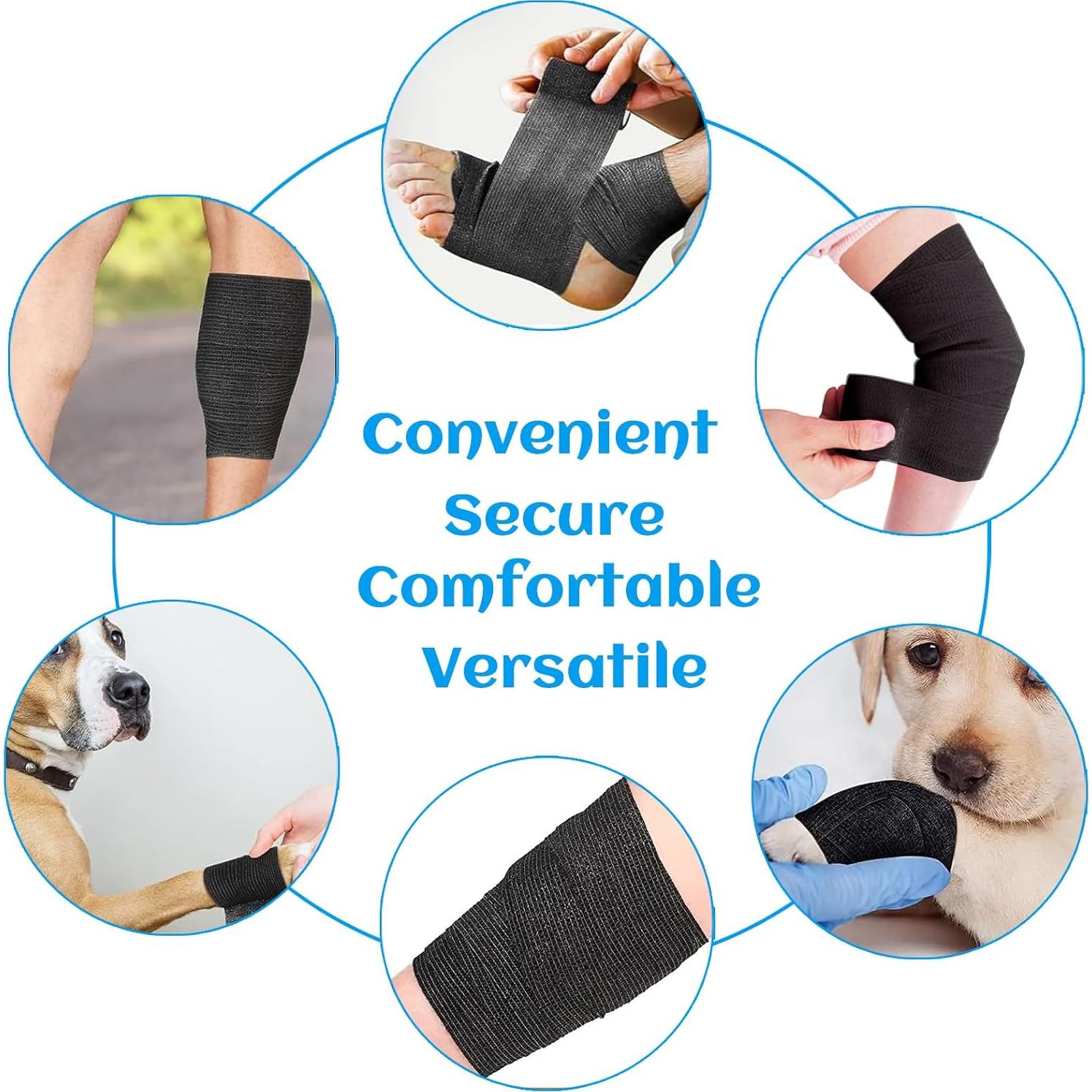 36 Rollos de Venda Elástica Autoadhesiva WeTop 5.08 cm Negra