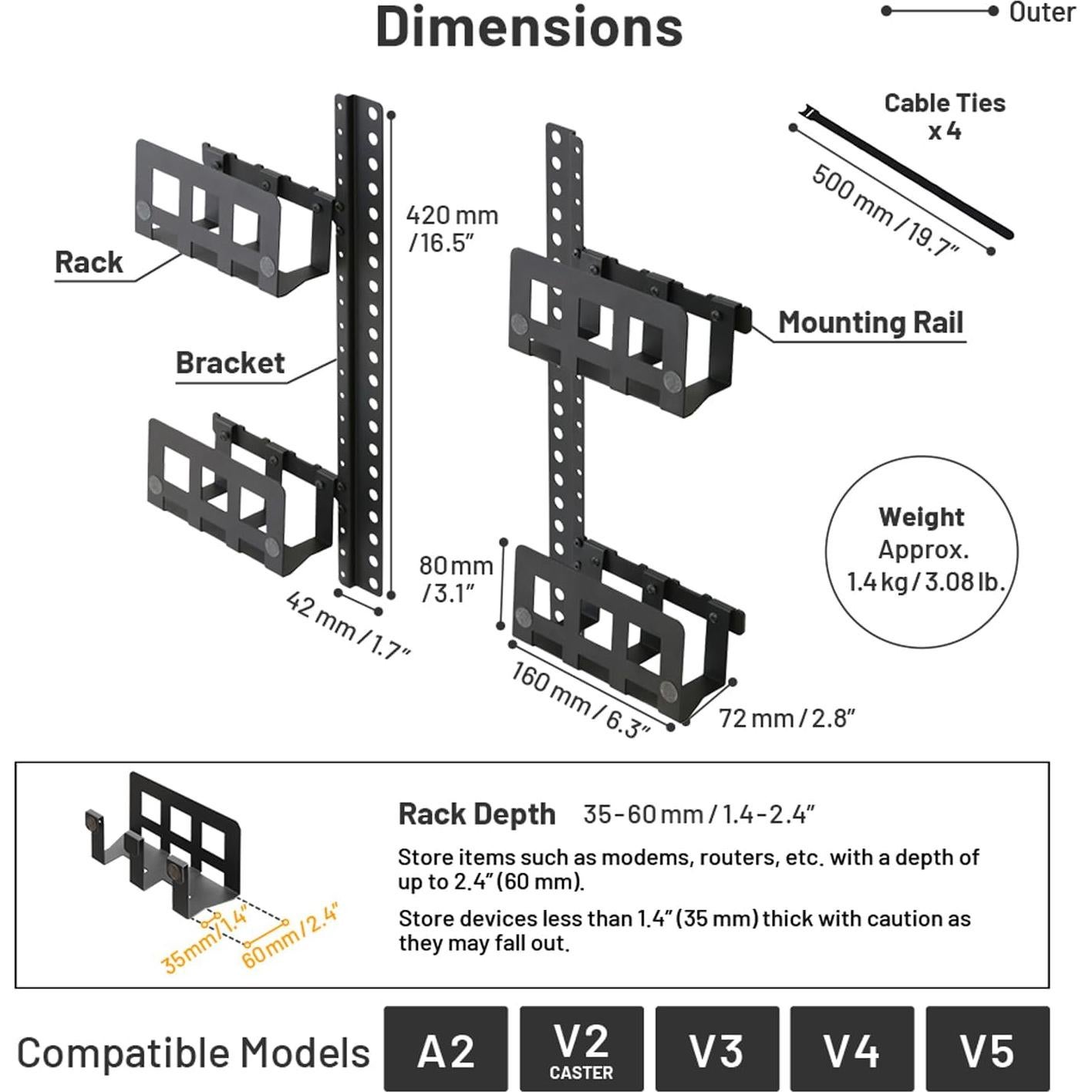 Soporte Multi-Dispositivo WALL con 4 Estantes para TV A2/V2/V3/V4/V5