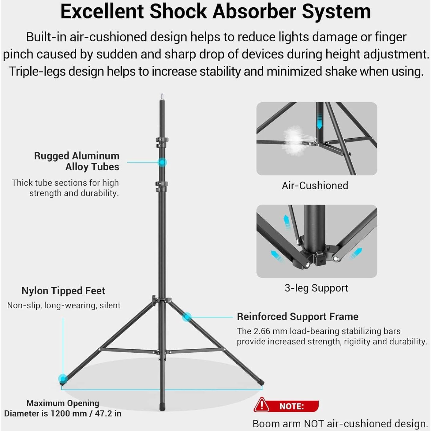 Soporte de Luz SmallRig RA-S280A 280cm Ajustable con Amortiguación