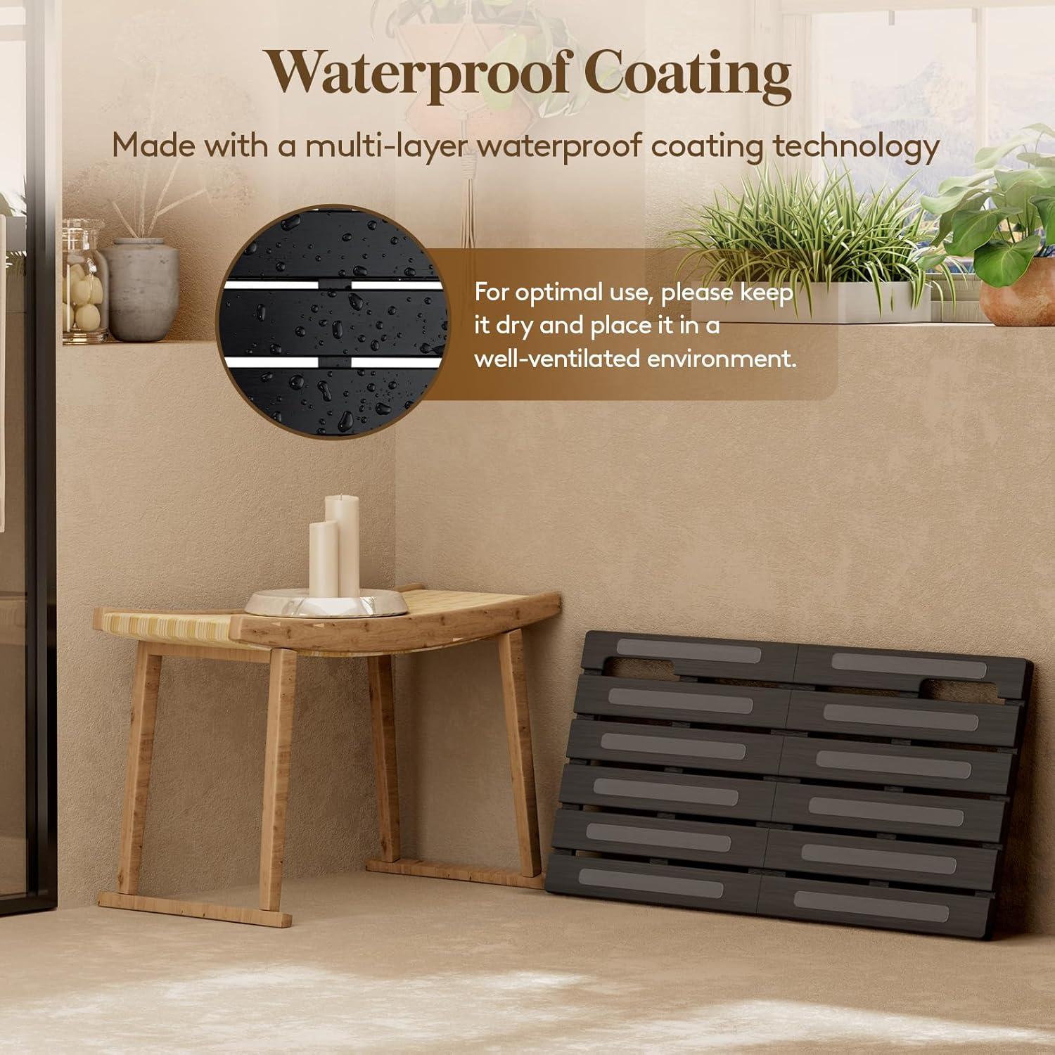 Alfombra de Baño Antideslizante Lifewit de Madera Negra 59x35 cm