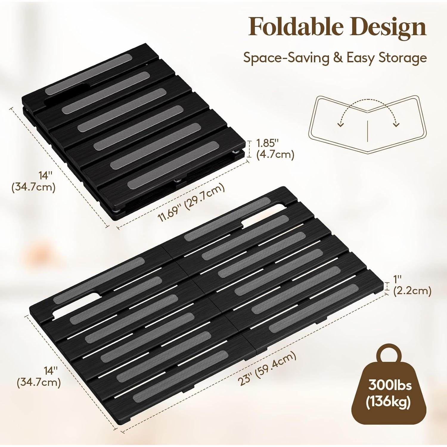 Alfombra de Baño Antideslizante Lifewit de Madera Negra 59x35 cm