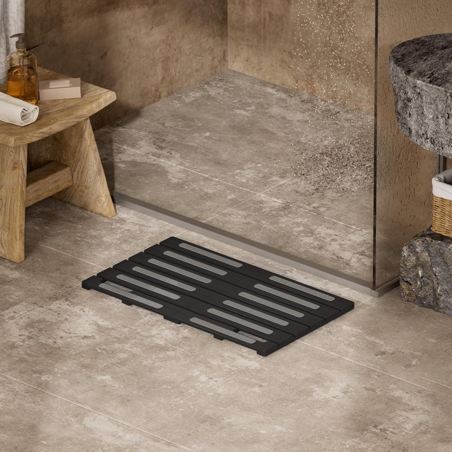 Alfombra de Baño Antideslizante Lifewit de Madera Negra 59x35 cm