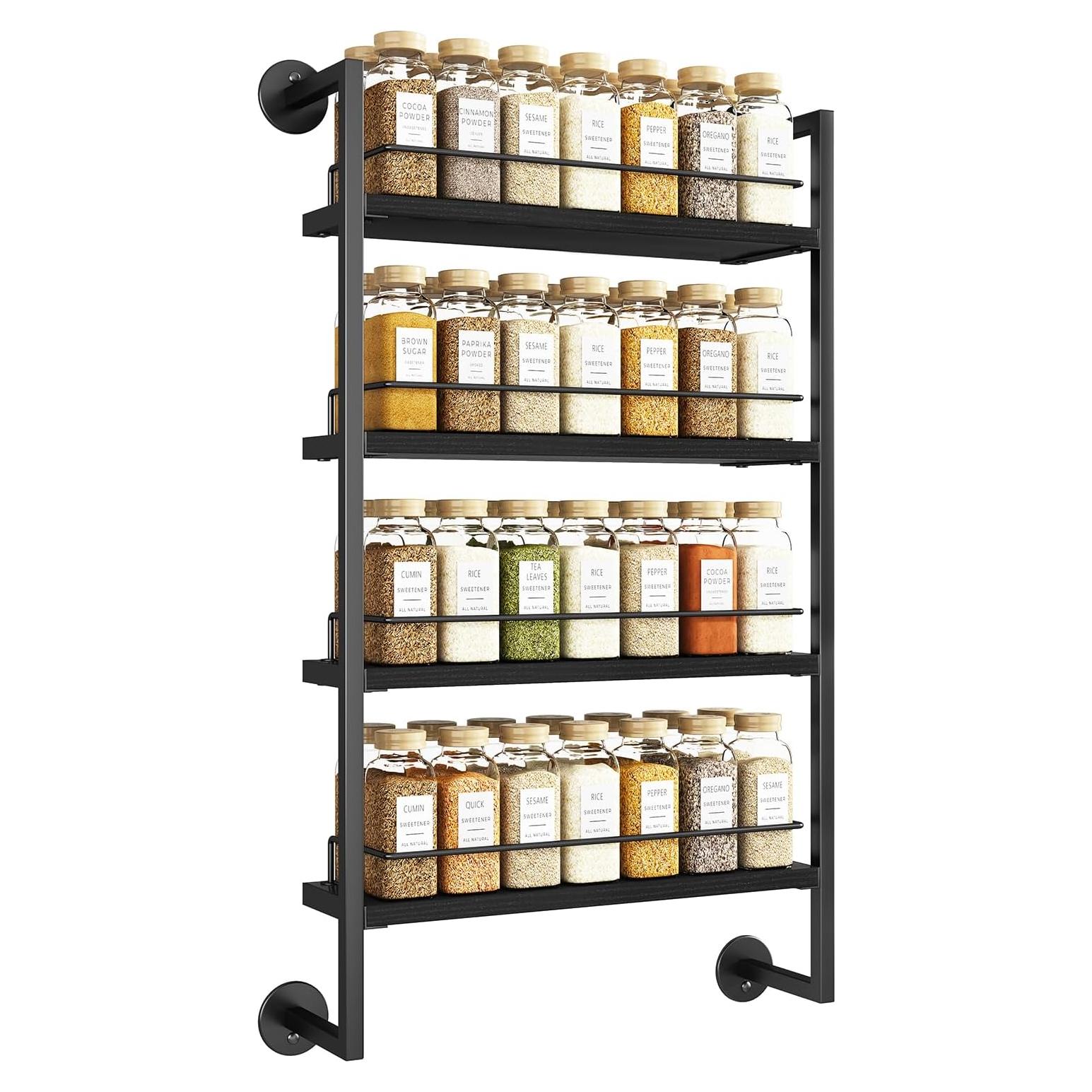 Estante de Especias IBUYKE Montado en Pared 4 Niveles Negro