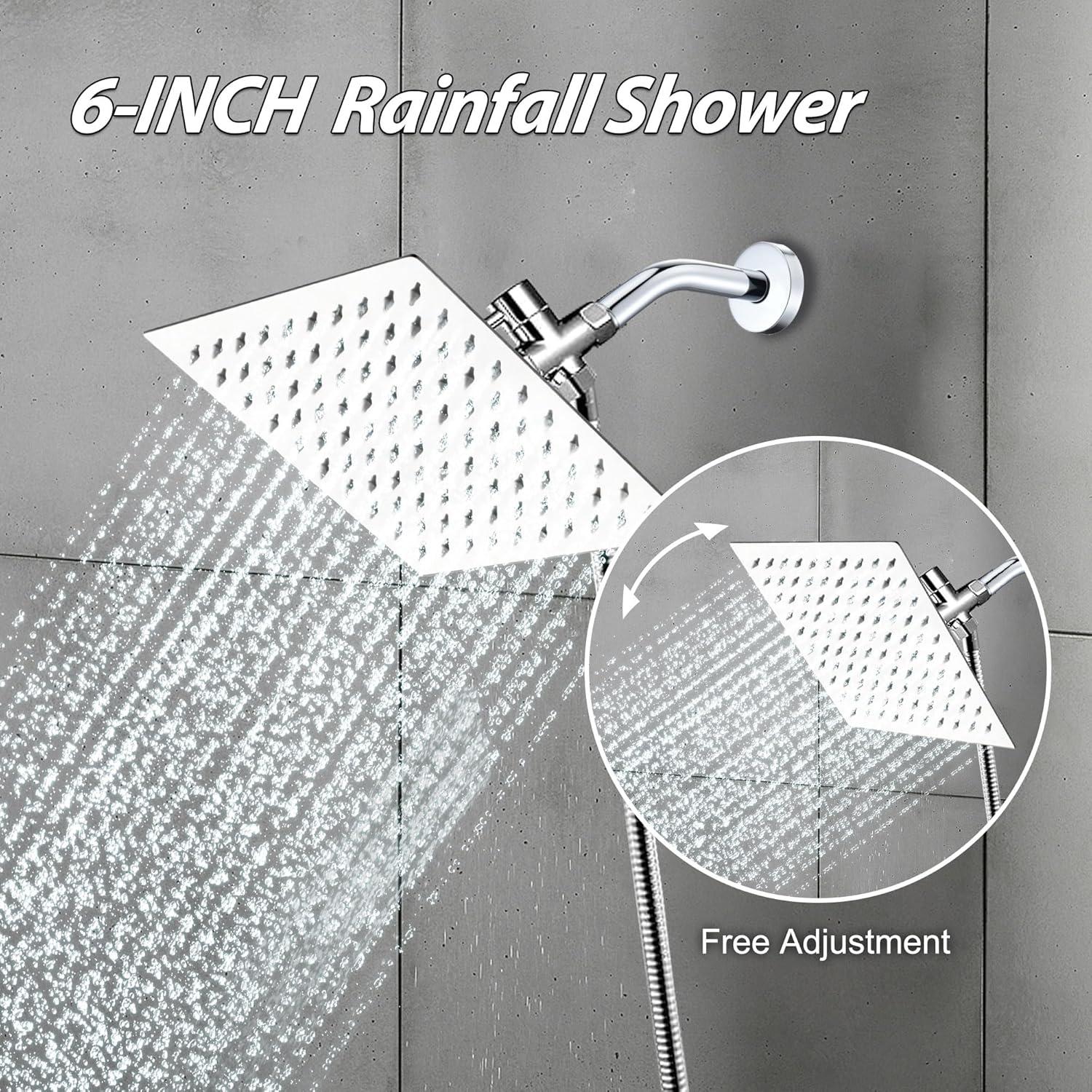 Cabezal de Ducha de Lluvia Jeriussg 15.24 cm Cromo Alta Presión