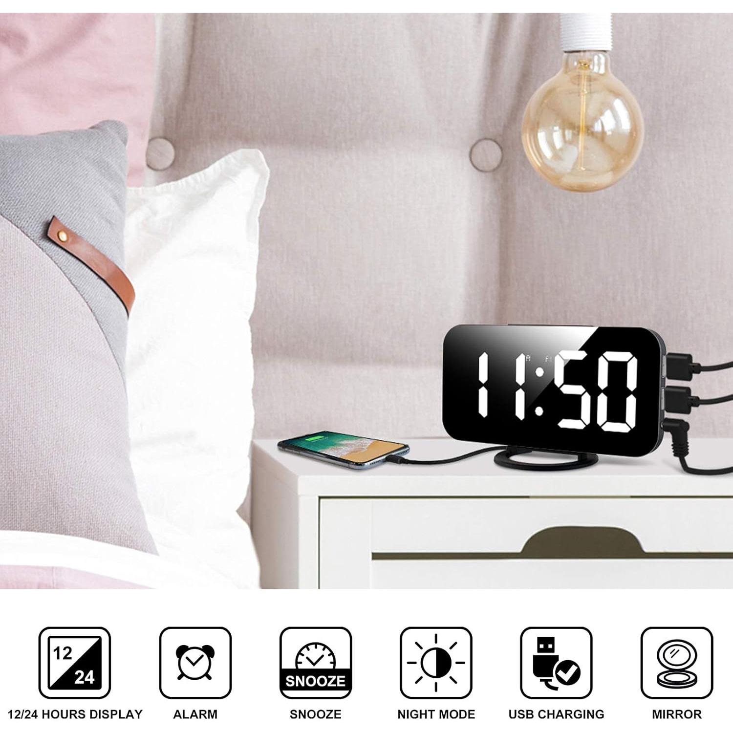 Reloj Despertador Digital Lamisola con Pantalla LED Espejo