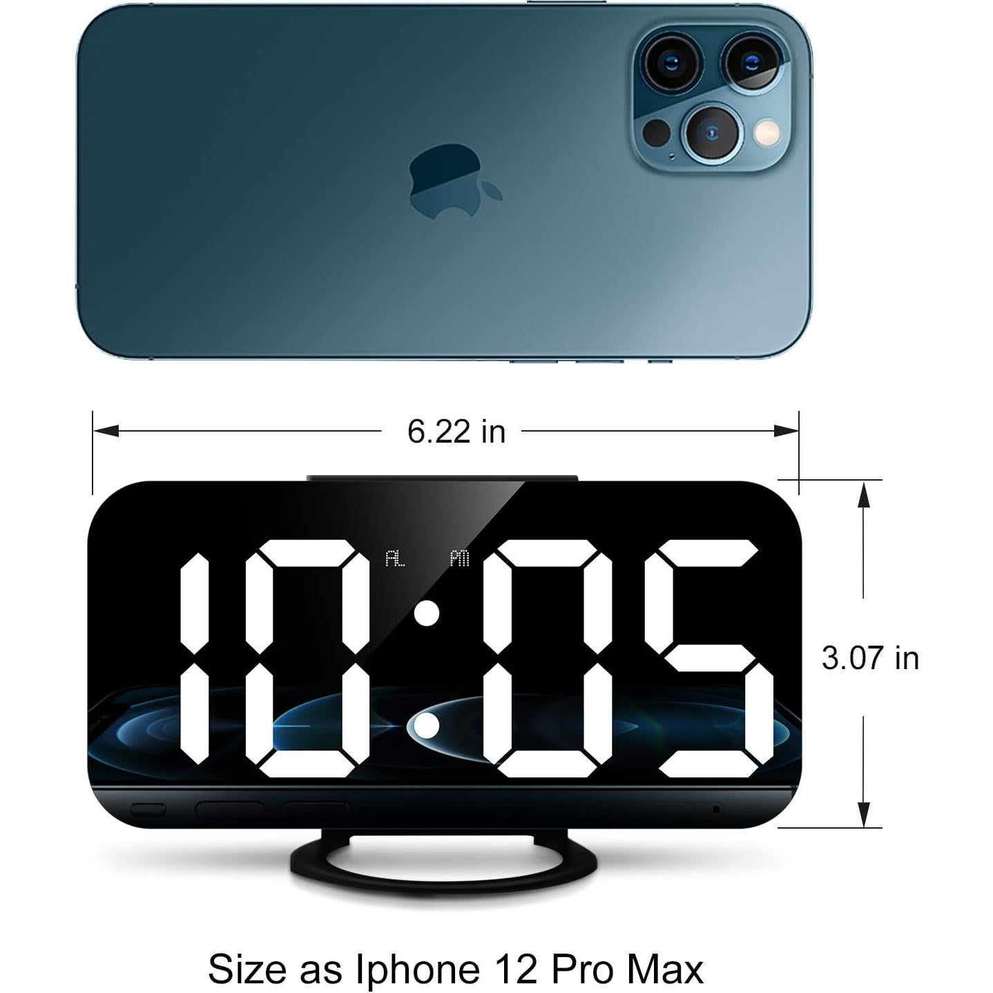 Reloj Despertador Digital Lamisola con Pantalla LED Espejo