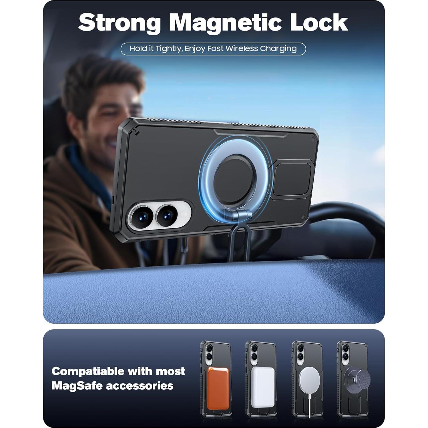 Funda Magnética CENMASO para Samsung Galaxy S25 Edge - Protección Militar, Soporte 360°