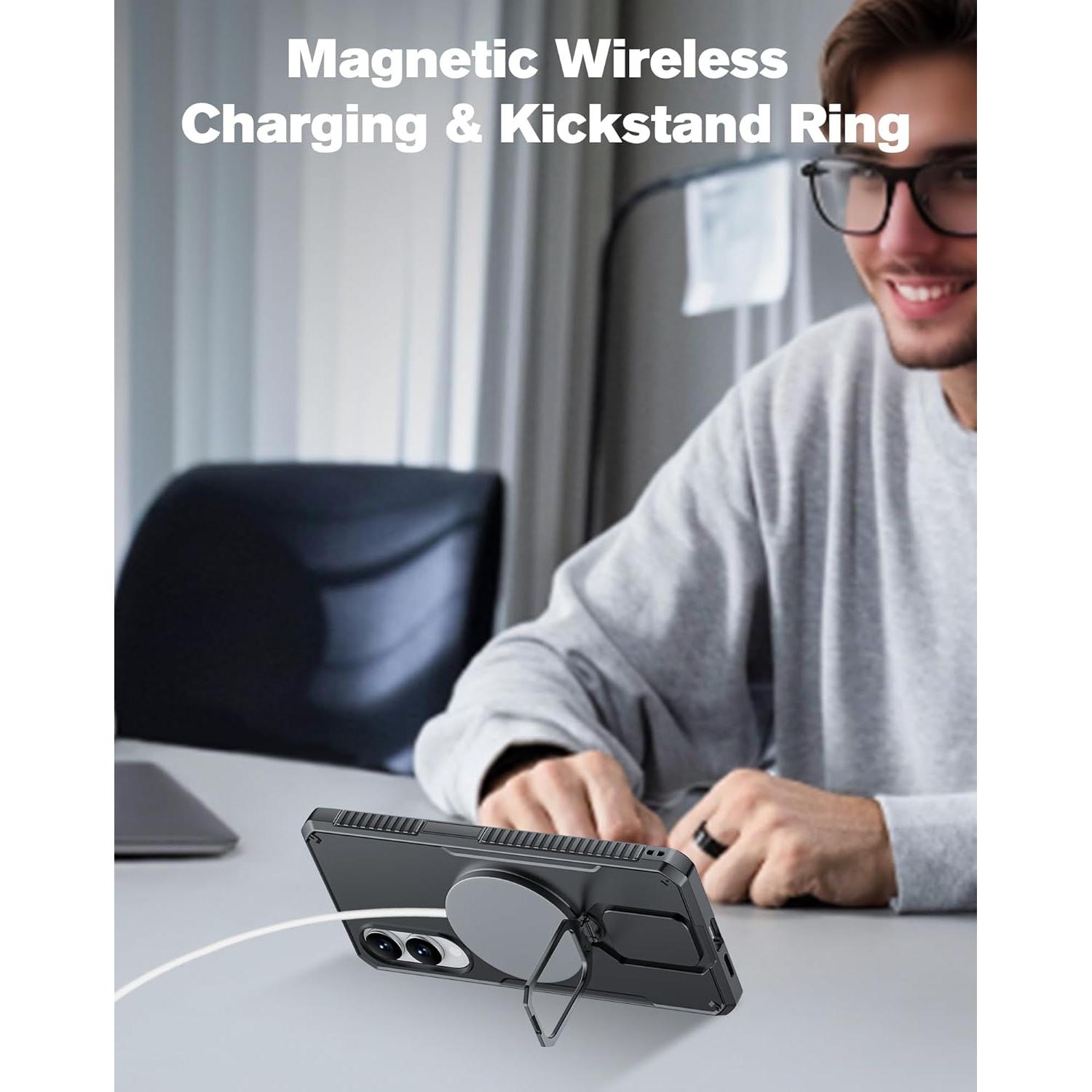 Funda Magnética CENMASO para Samsung Galaxy S25 Edge - Protección Militar, Soporte 360°