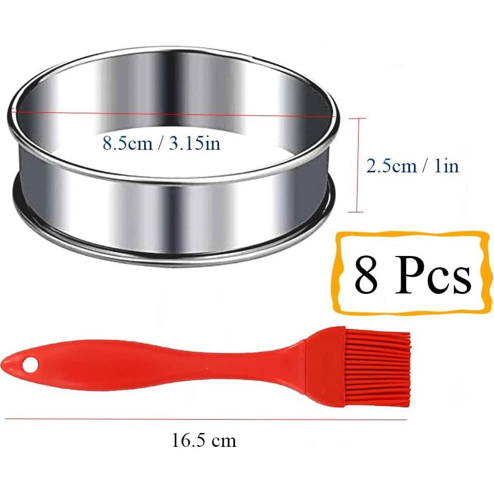 Anillos para Muffin Inglés KUAYB 8 Piezas Acero Inoxidable 8 cm