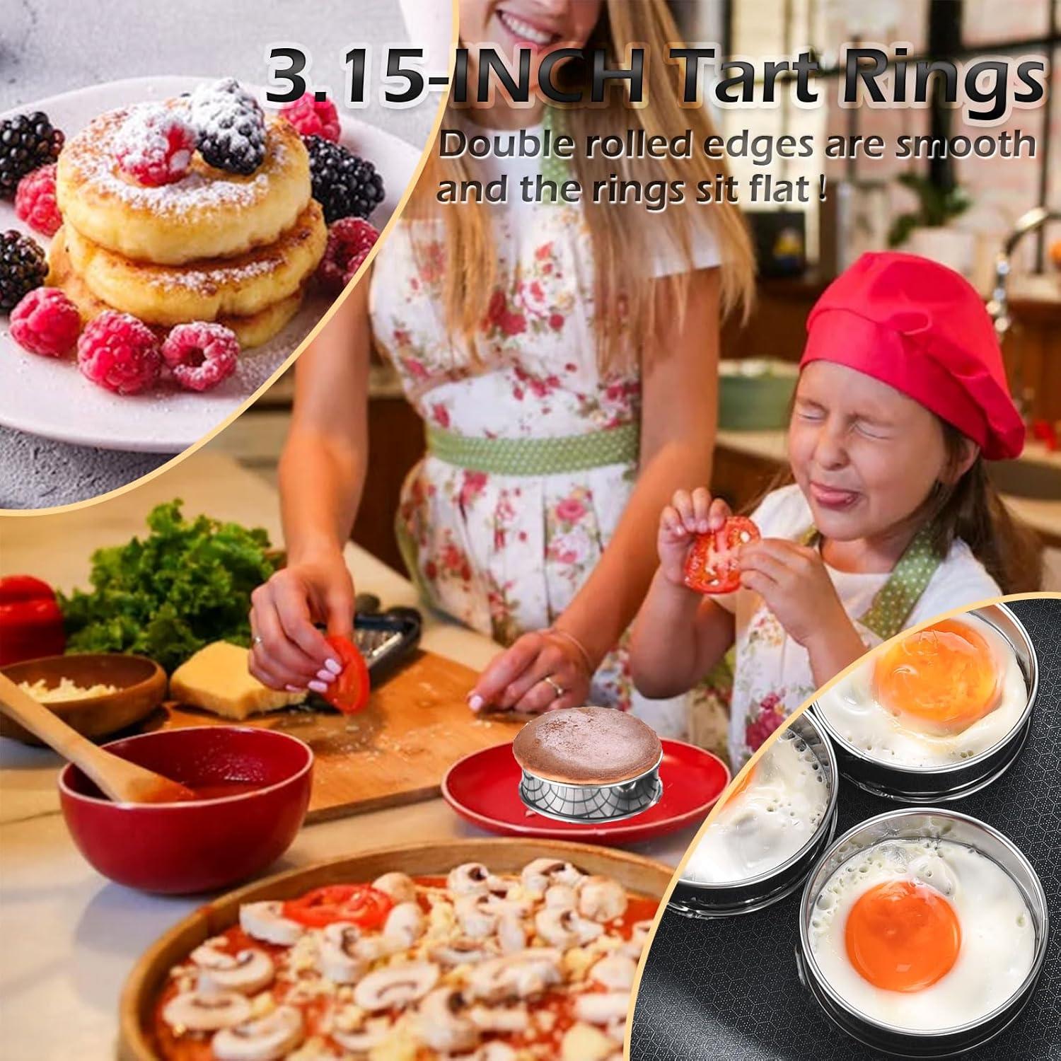 Anillos para Muffin Inglés KUAYB 8 Piezas Acero Inoxidable 8 cm