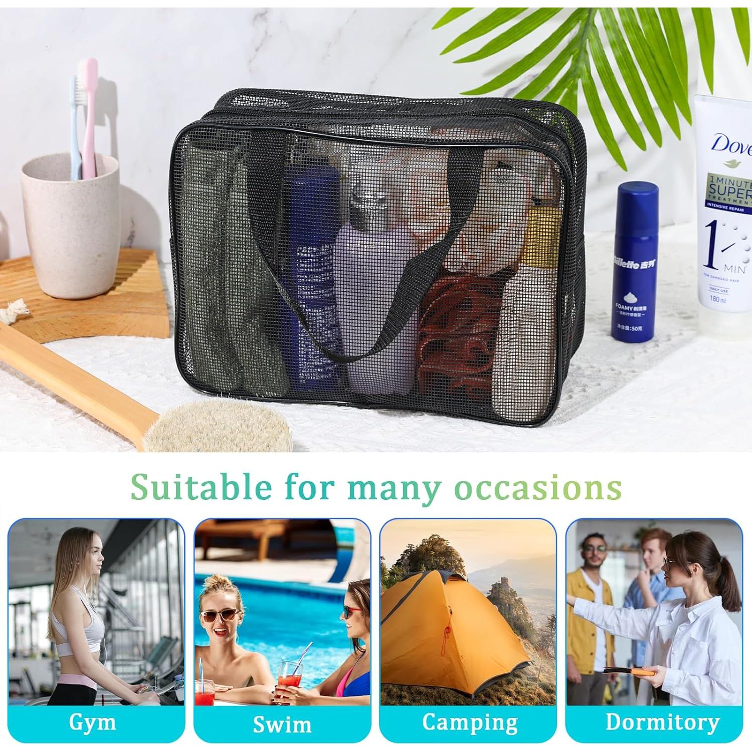 Bolsa de Ducha Portátil Mozeat Lens Negra Malla 30x20cm