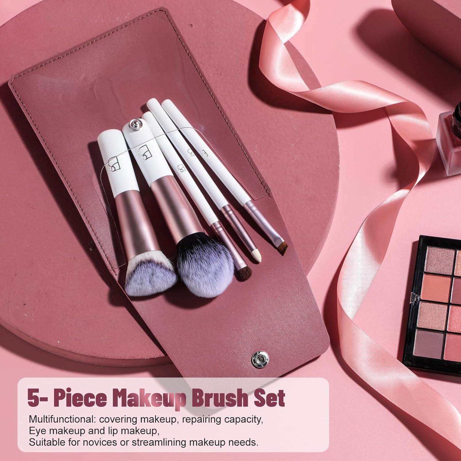 Conjunto de Brochas de Maquillaje BS-MALL 7 Piezas Viaje Rosa Claro