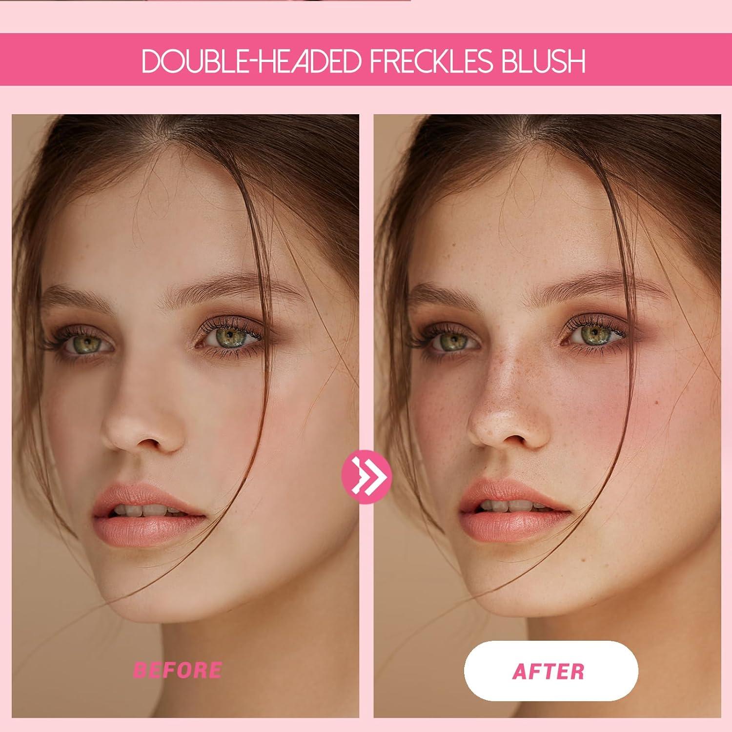 Bolígrafo de Pecas 2-en-1 y Rubor Líquido YiGuMy - Rosa Suave