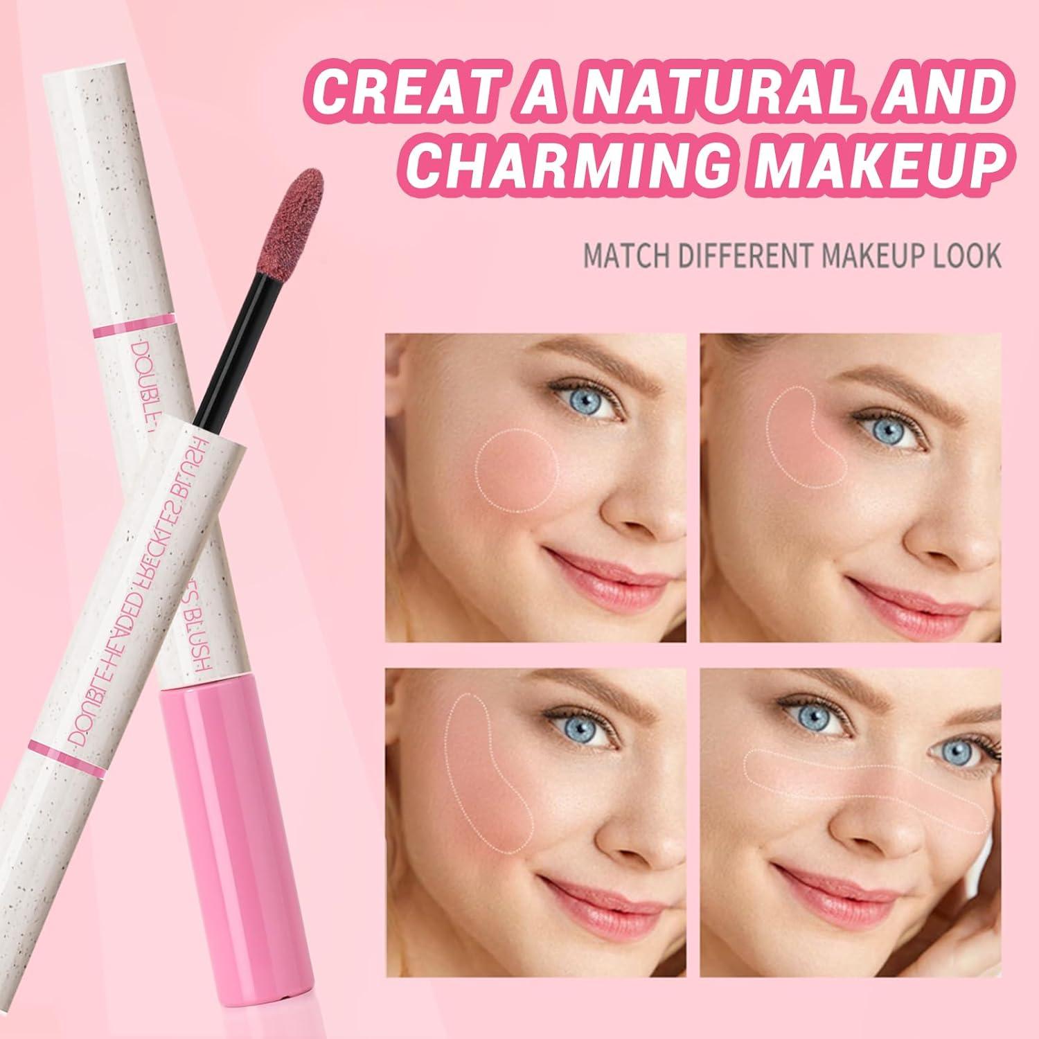 Bolígrafo de Pecas 2-en-1 y Rubor Líquido YiGuMy - Rosa Suave