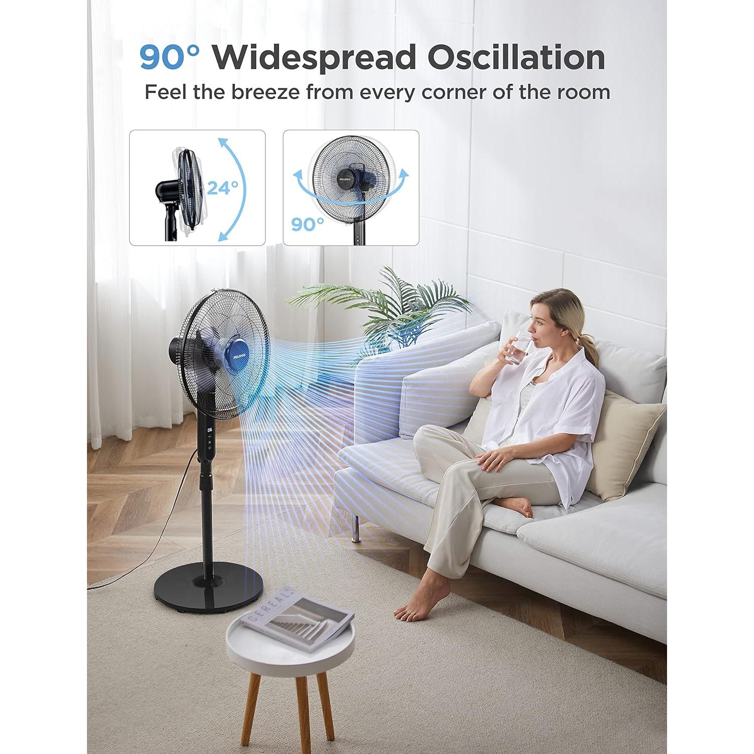 Ventilador de Pedestal PELONIS 40 cm Oscilante con Control Remoto