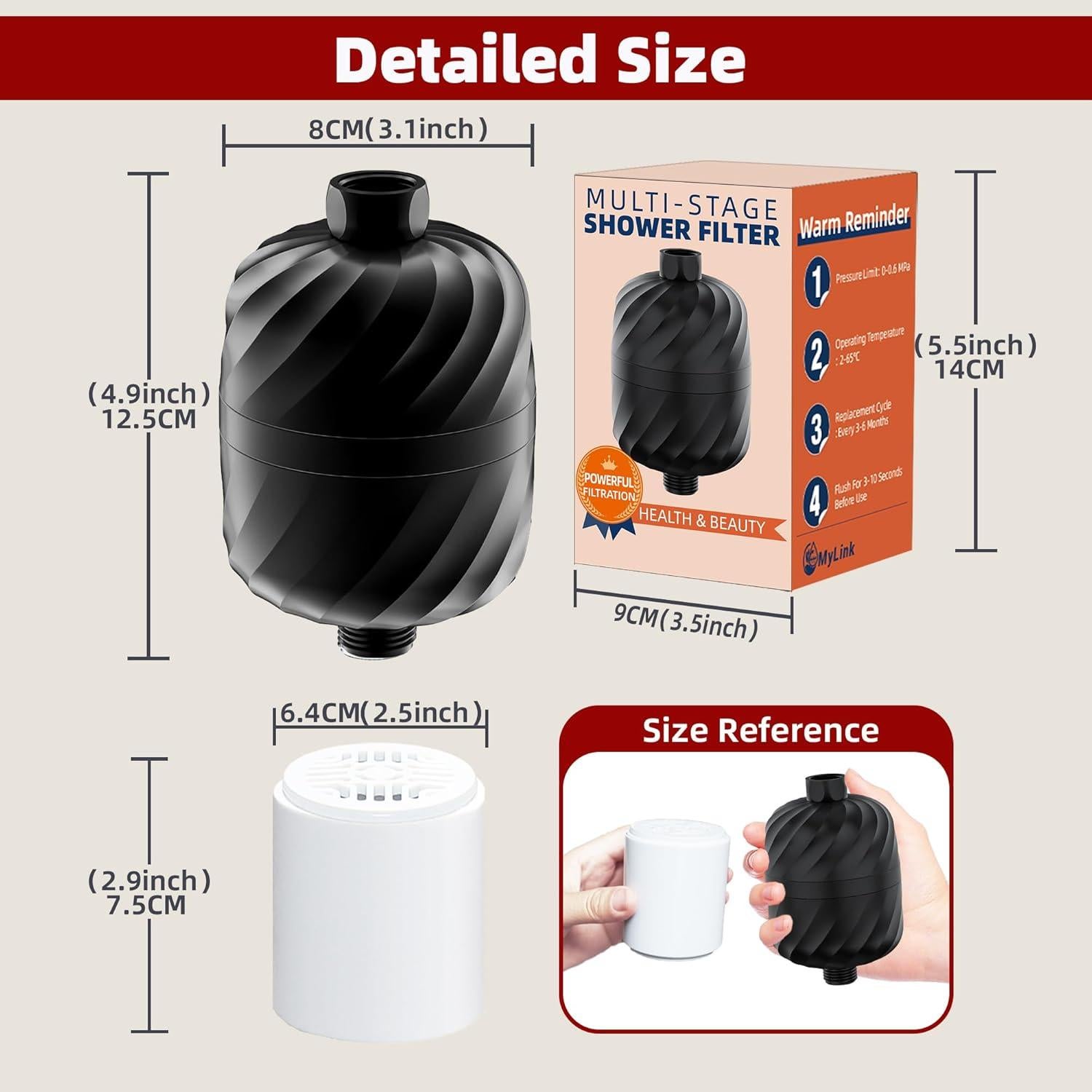 Filtro de Ducha Mimccoy M241B - Elimina Cloro y Impurezas