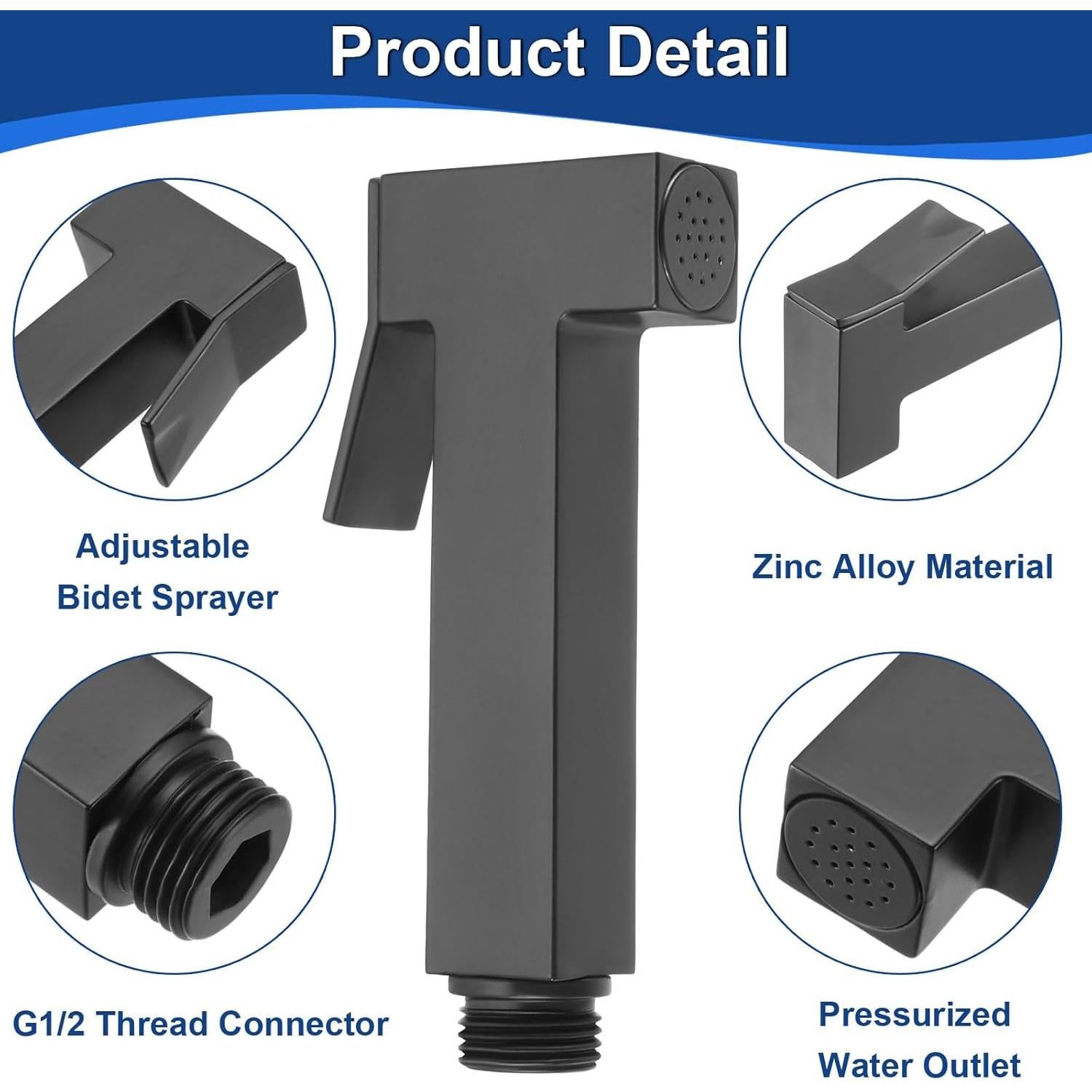 Rociador de Bidet de Mano uxcell, Control de Agua Ajustable, Negro