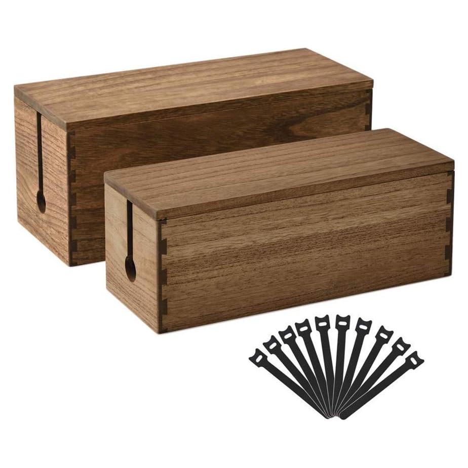 Caja de Gestión de Cables de Madera Kirigen - 2 Piezas
