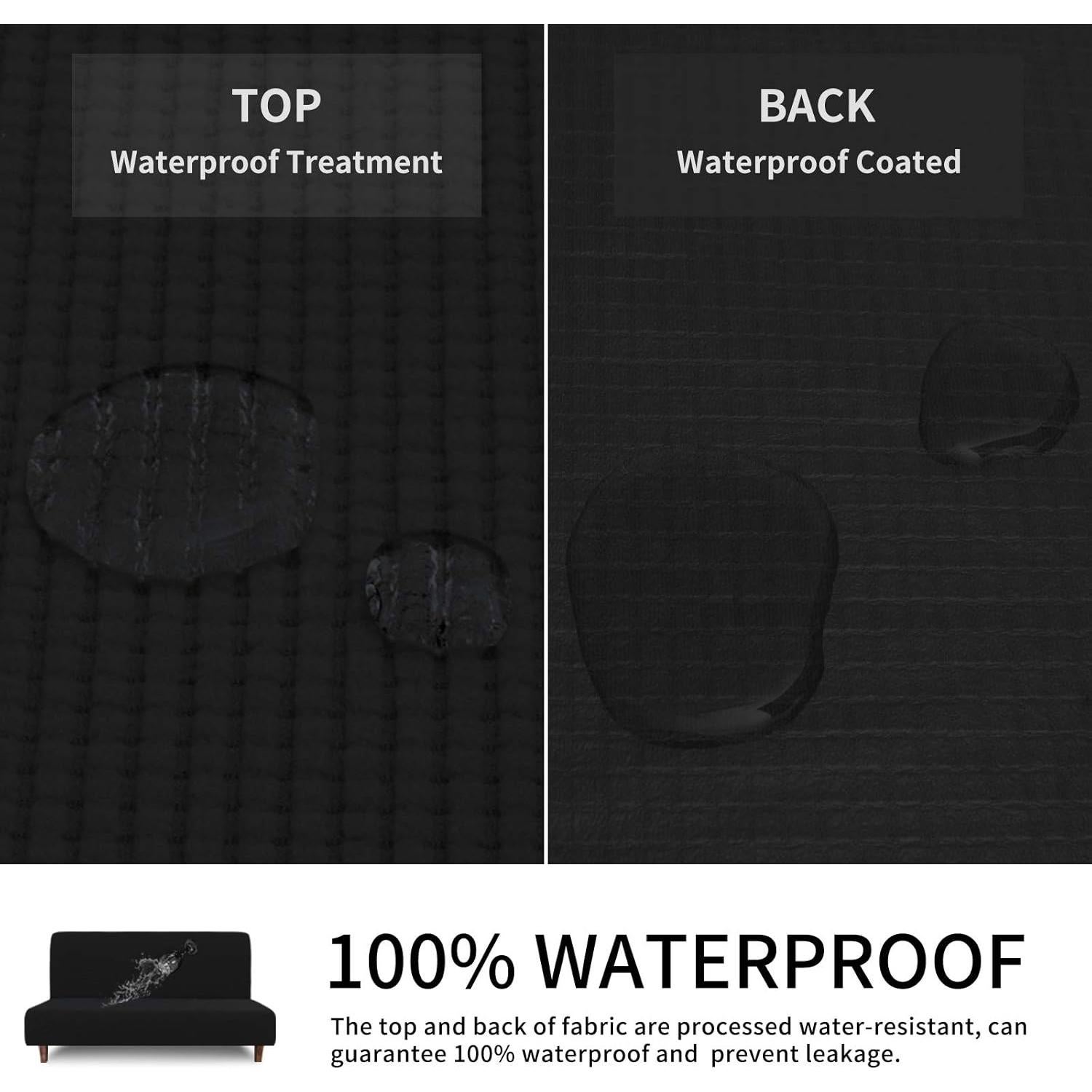 Funda de Sofá Impermeable Easy-Going para Futón 165-190 cm Negro