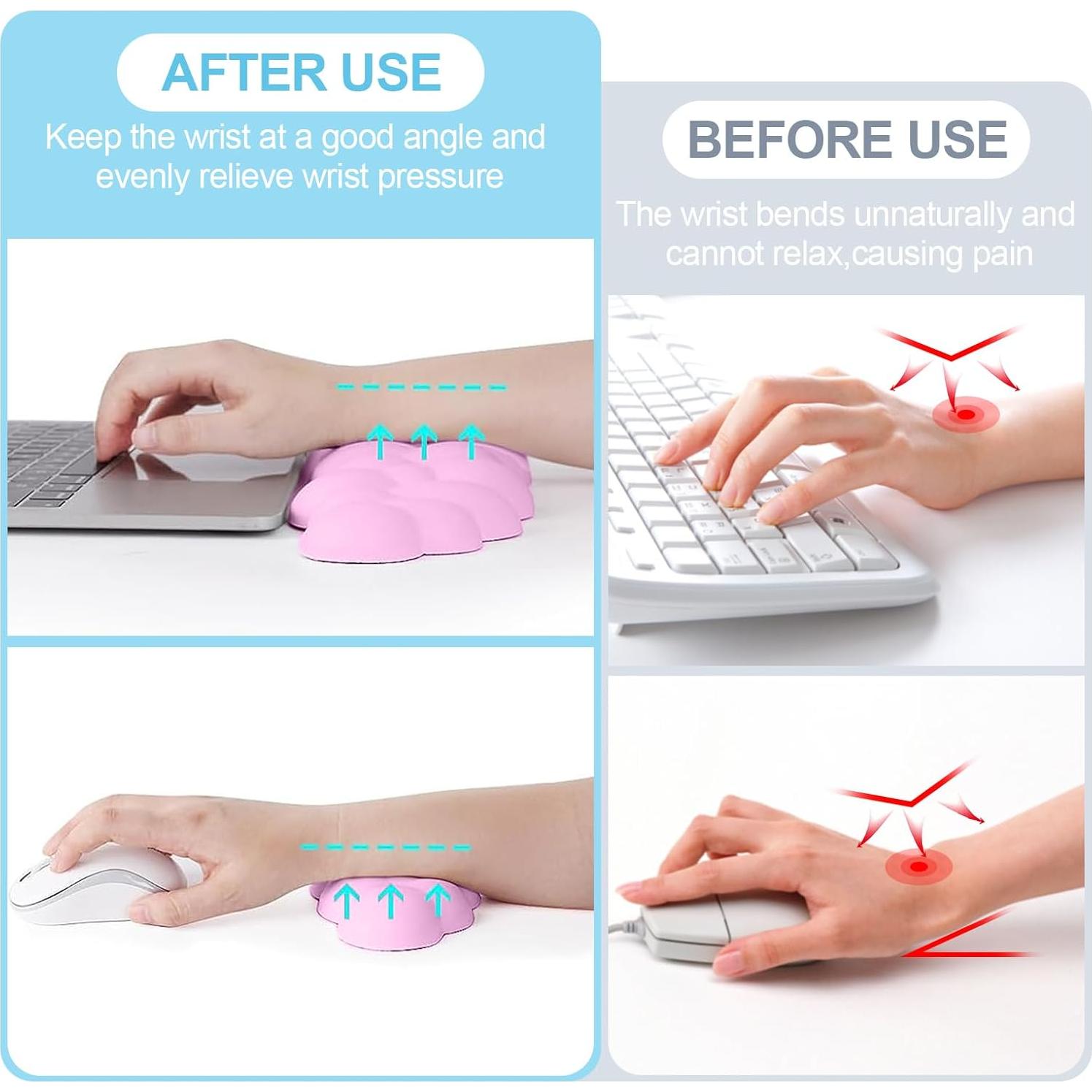 Conjunto de Reposamuñecas Nubes Ergonomicos Rosa - PU Viscoelástico