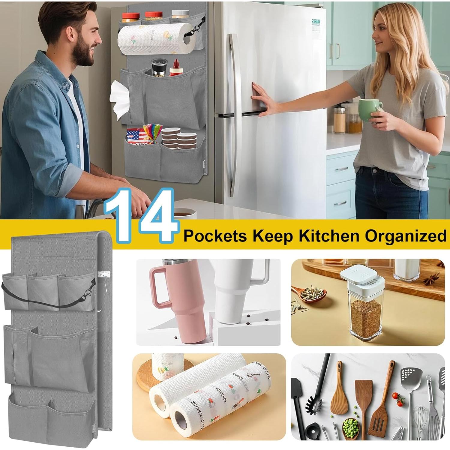 Organizador de Nevera Mini Homyfort 14 Bolsillos Gris