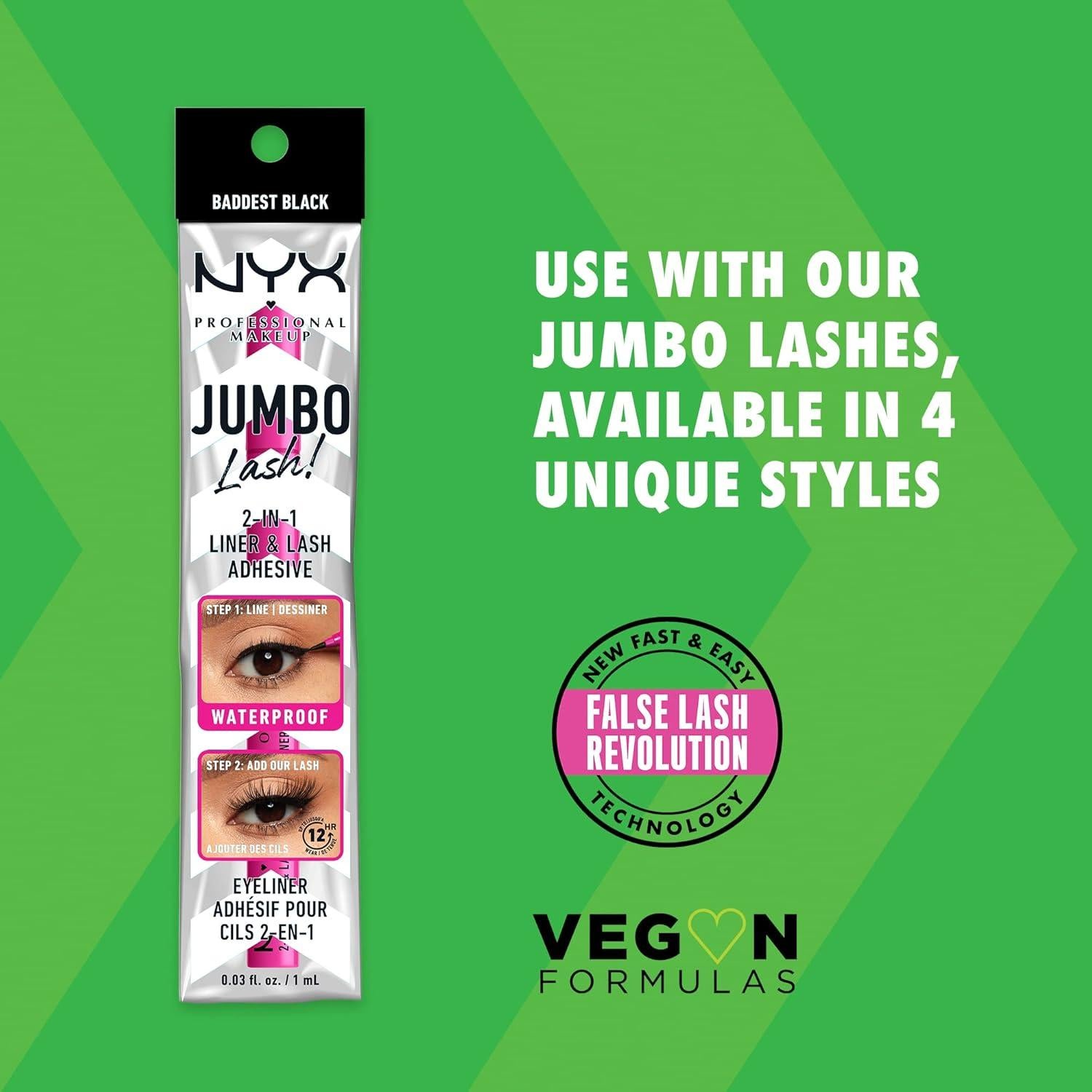 Delineador y Adhesivo para Pestañas NYX Jumbo Lash 2-en-1 - Negro