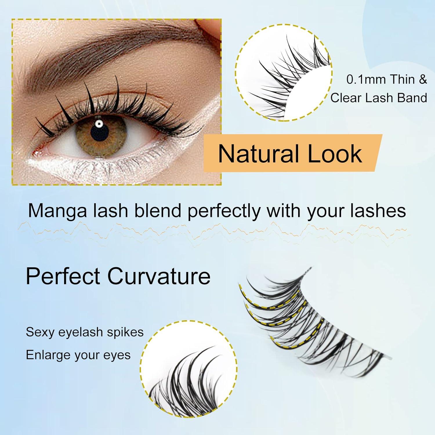 Pestañas de Anime Obeyalash 13mm Banda Transparente 10 Pares