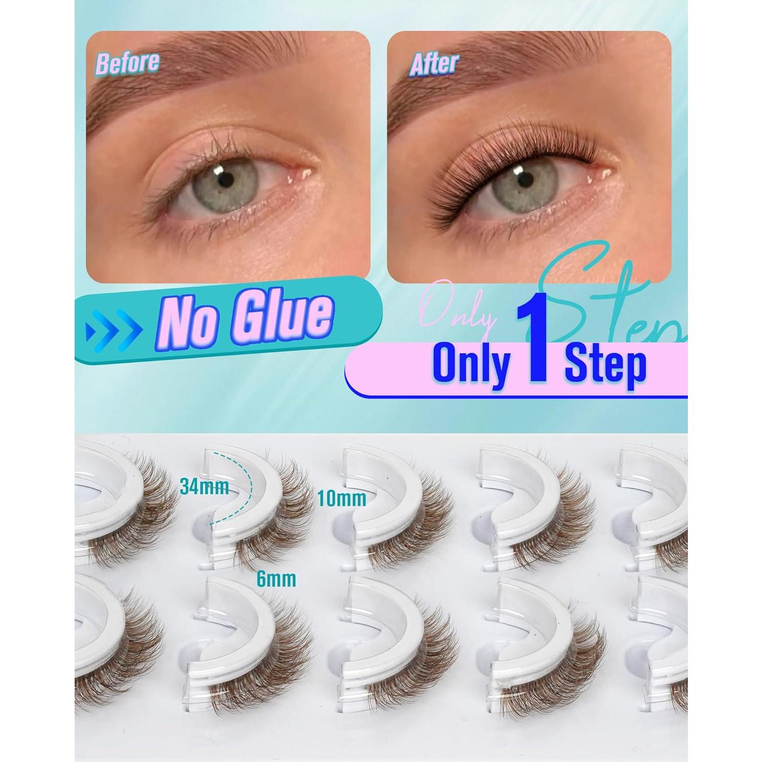 Pestañas Postizas Autoadhesivas Reutilizables Marrón 5 Pares