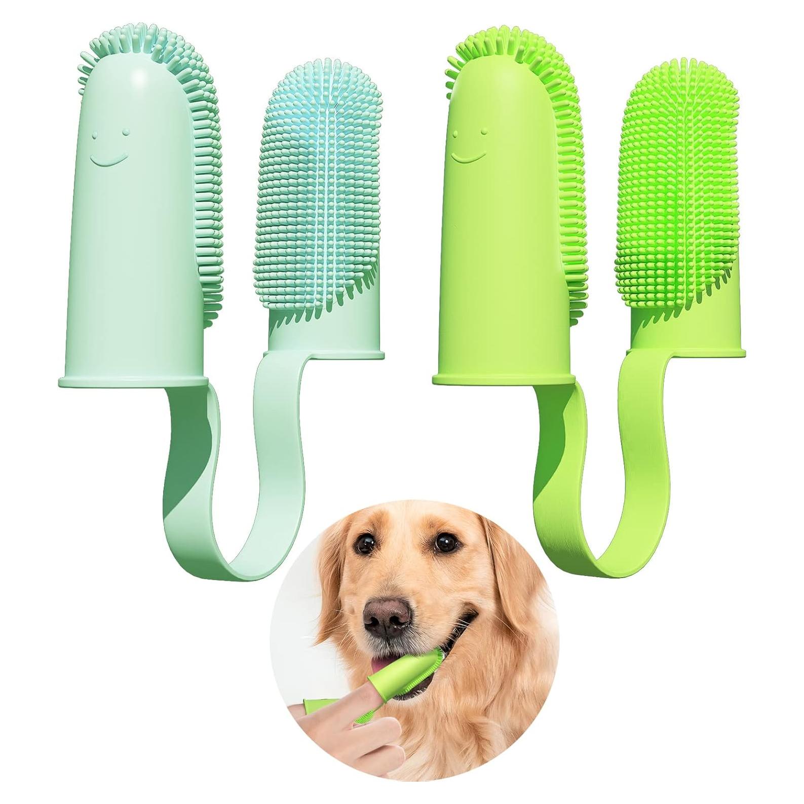 Paquete de 2 cepillos de dedo para perros Pijaborg - Suaves y ergonómicos