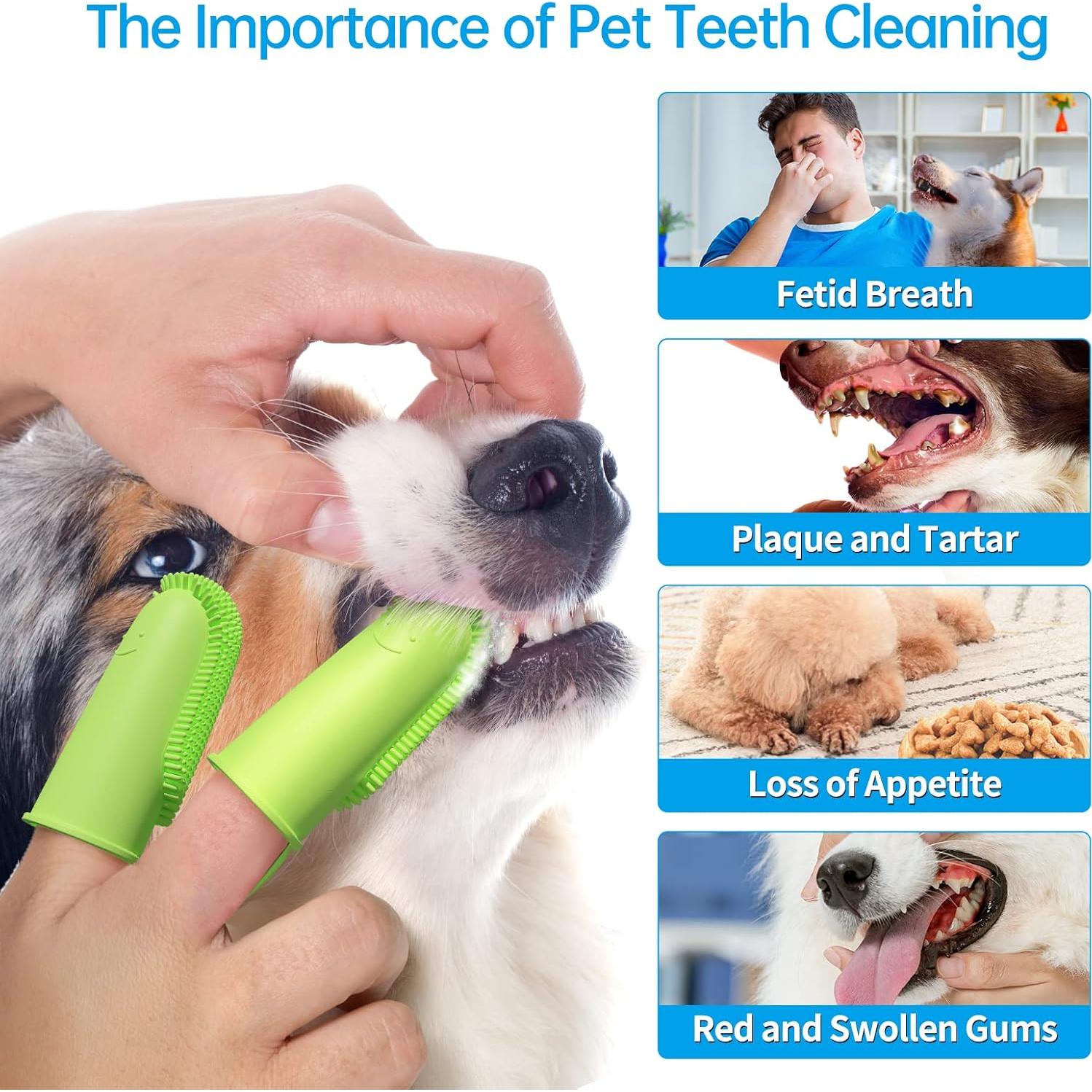 Paquete de 2 cepillos de dedo para perros Pijaborg - Suaves y ergonómicos