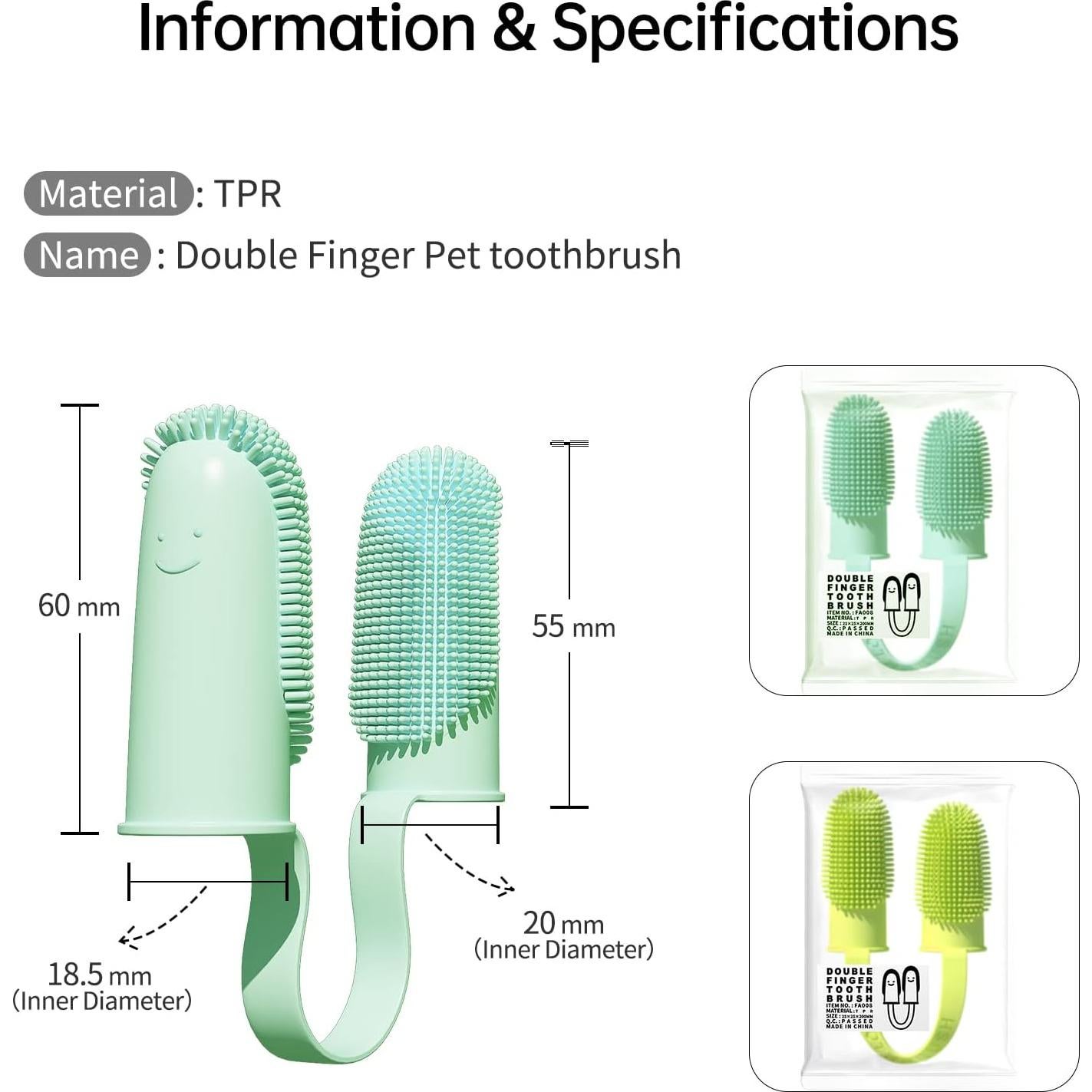 Paquete de 2 cepillos de dedo para perros Pijaborg - Suaves y ergonómicos
