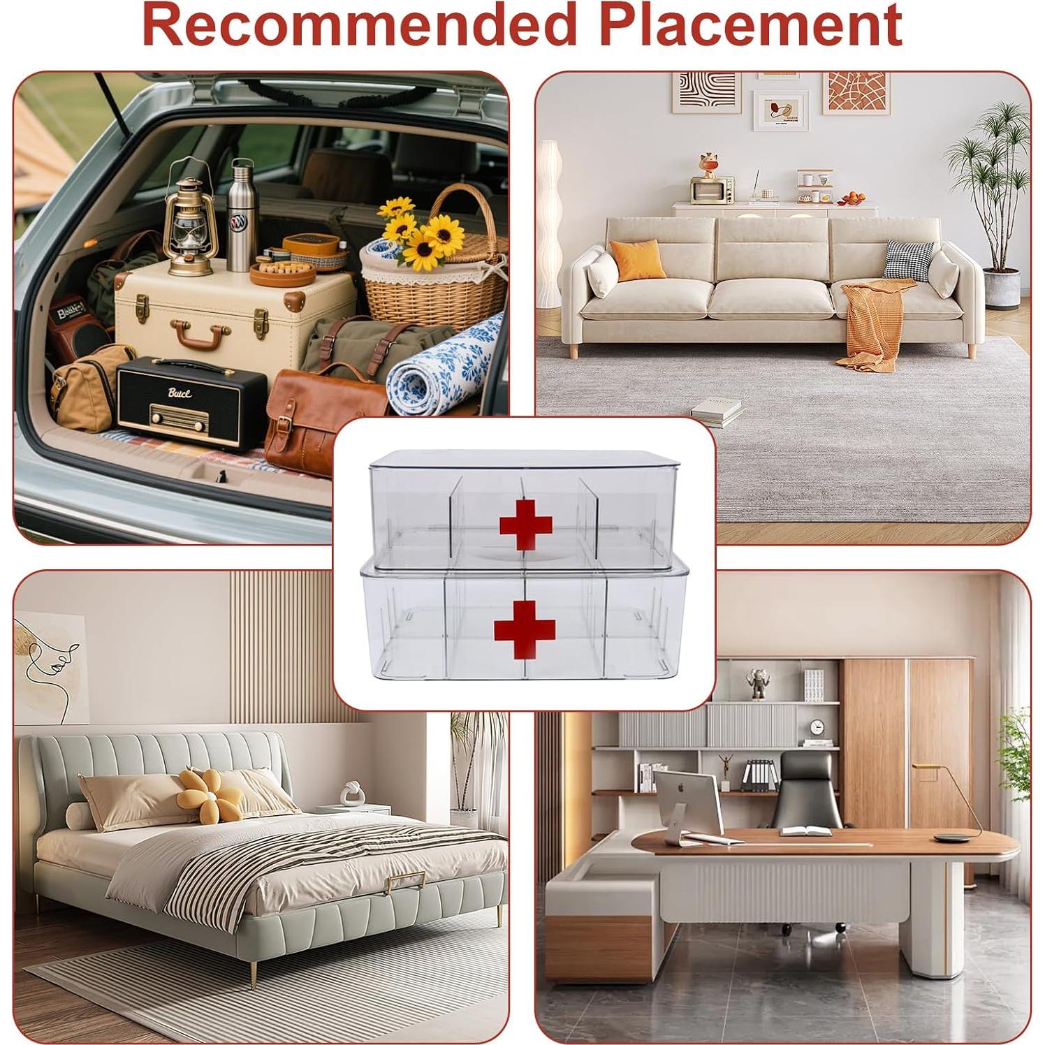 Paquete de 2 Cajas de Primeros Auxilios Acrílico Xbopetda