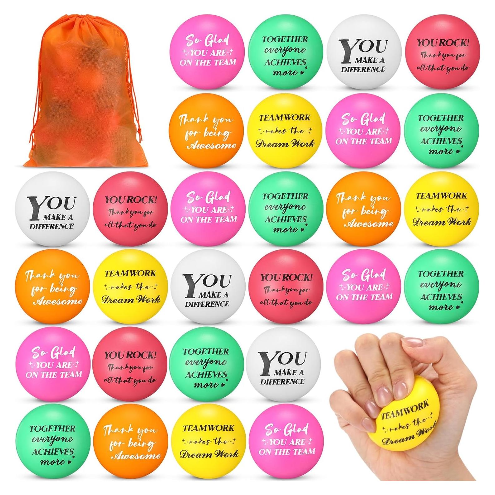 48 Pelotas Antiestrés Motivacionales Glimin con Bolsa 5 cm