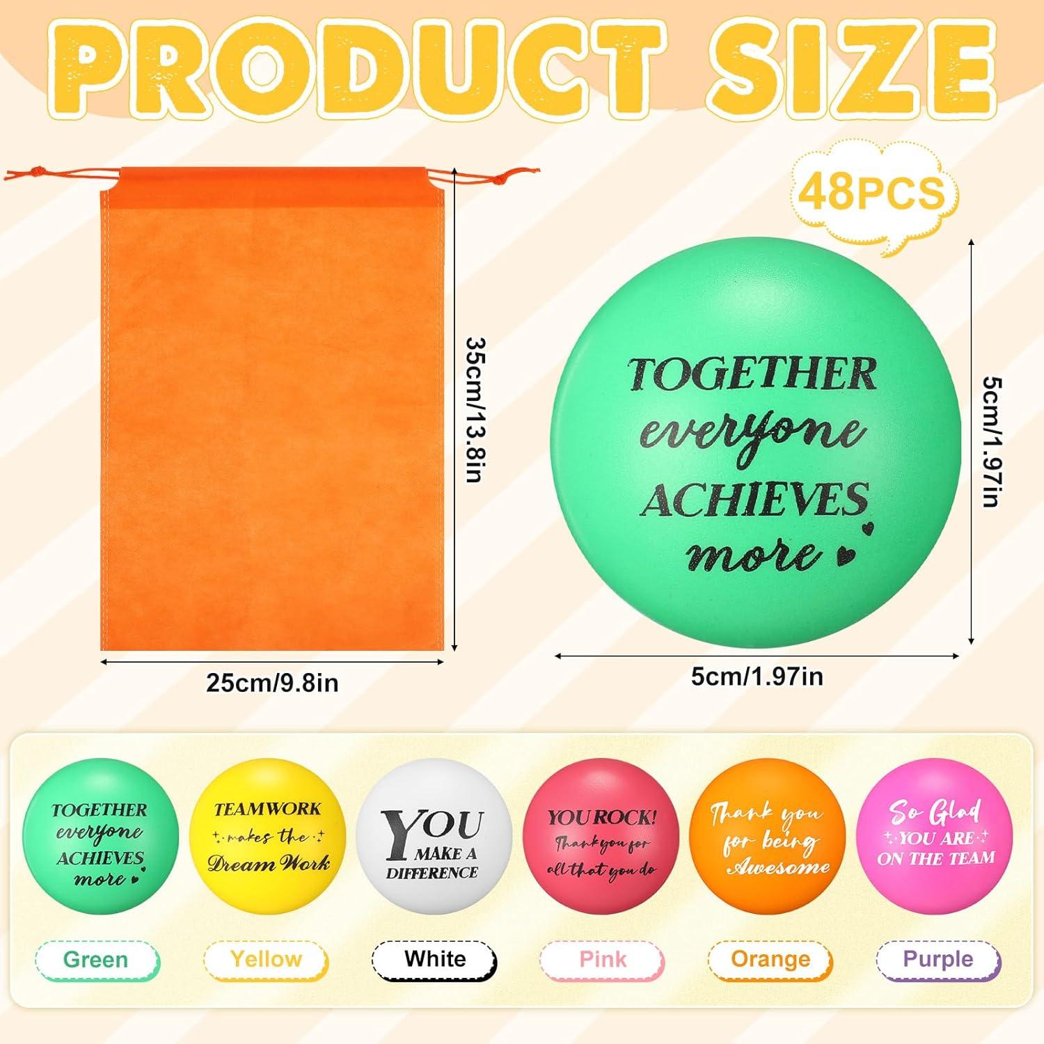 48 Pelotas Antiestrés Motivacionales Glimin con Bolsa 5 cm