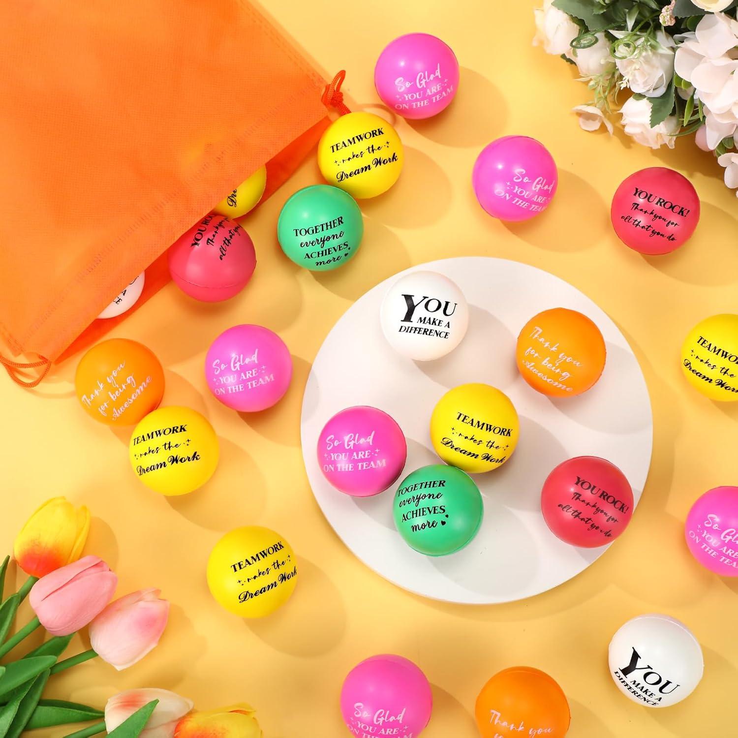 48 Pelotas Antiestrés Motivacionales Glimin con Bolsa 5 cm