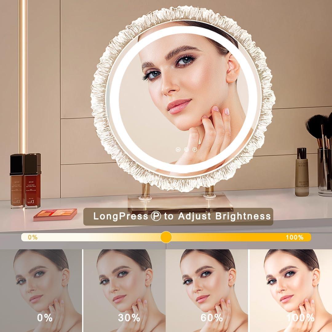 Espejo de tocador iluminado Rtajdos 60x53 cm LED 3 modos