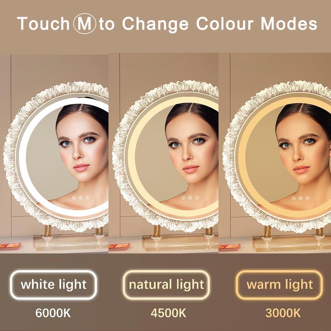 Espejo de tocador iluminado Rtajdos 60x53 cm LED 3 modos