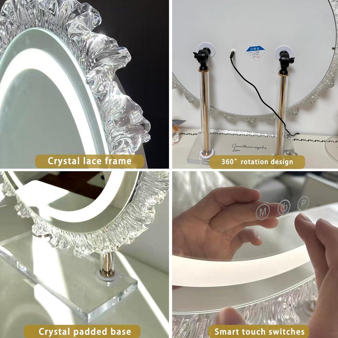 Espejo de tocador iluminado Rtajdos 60x53 cm LED 3 modos