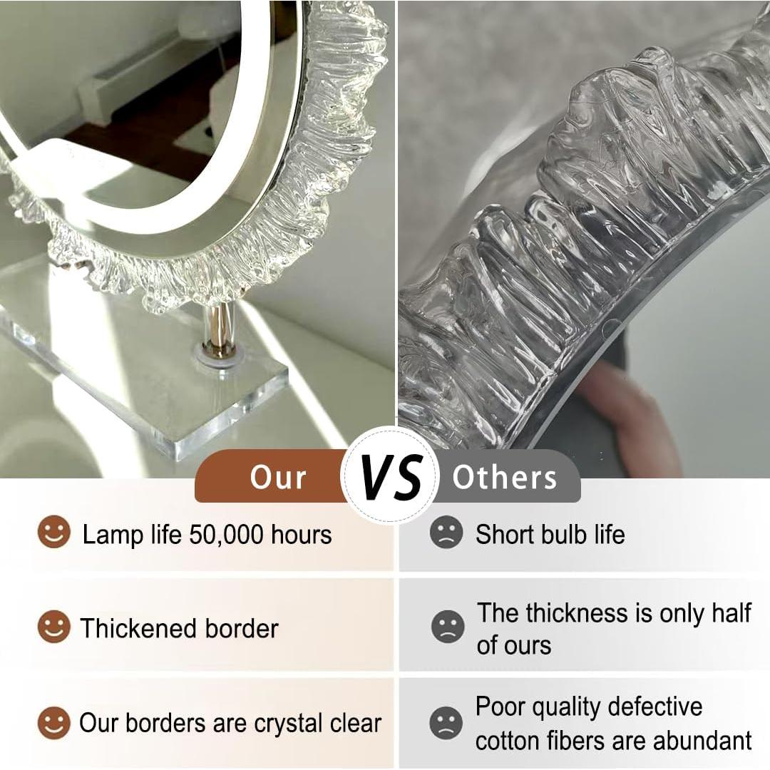 Espejo de tocador iluminado Rtajdos 60x53 cm LED 3 modos