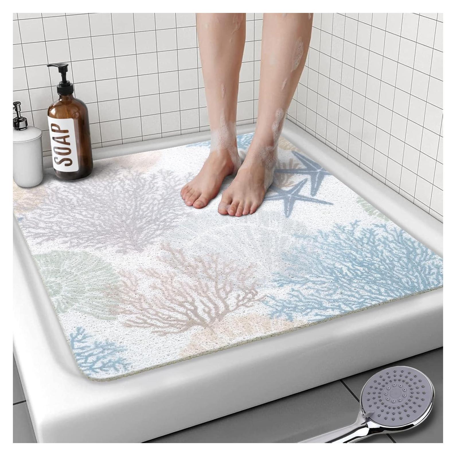 Alfombra de Ducha Antideslizante Aquoechd 61x61 cm Azul PVC