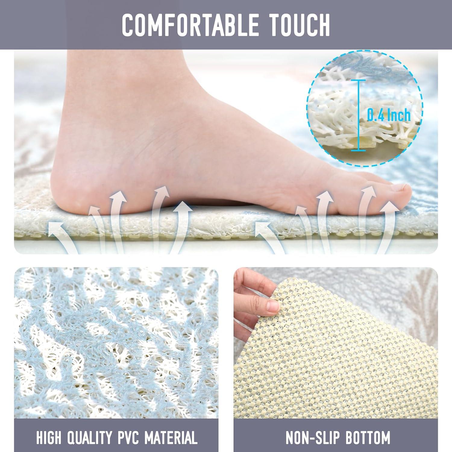 Alfombra de Ducha Antideslizante Aquoechd 61x61 cm Azul PVC