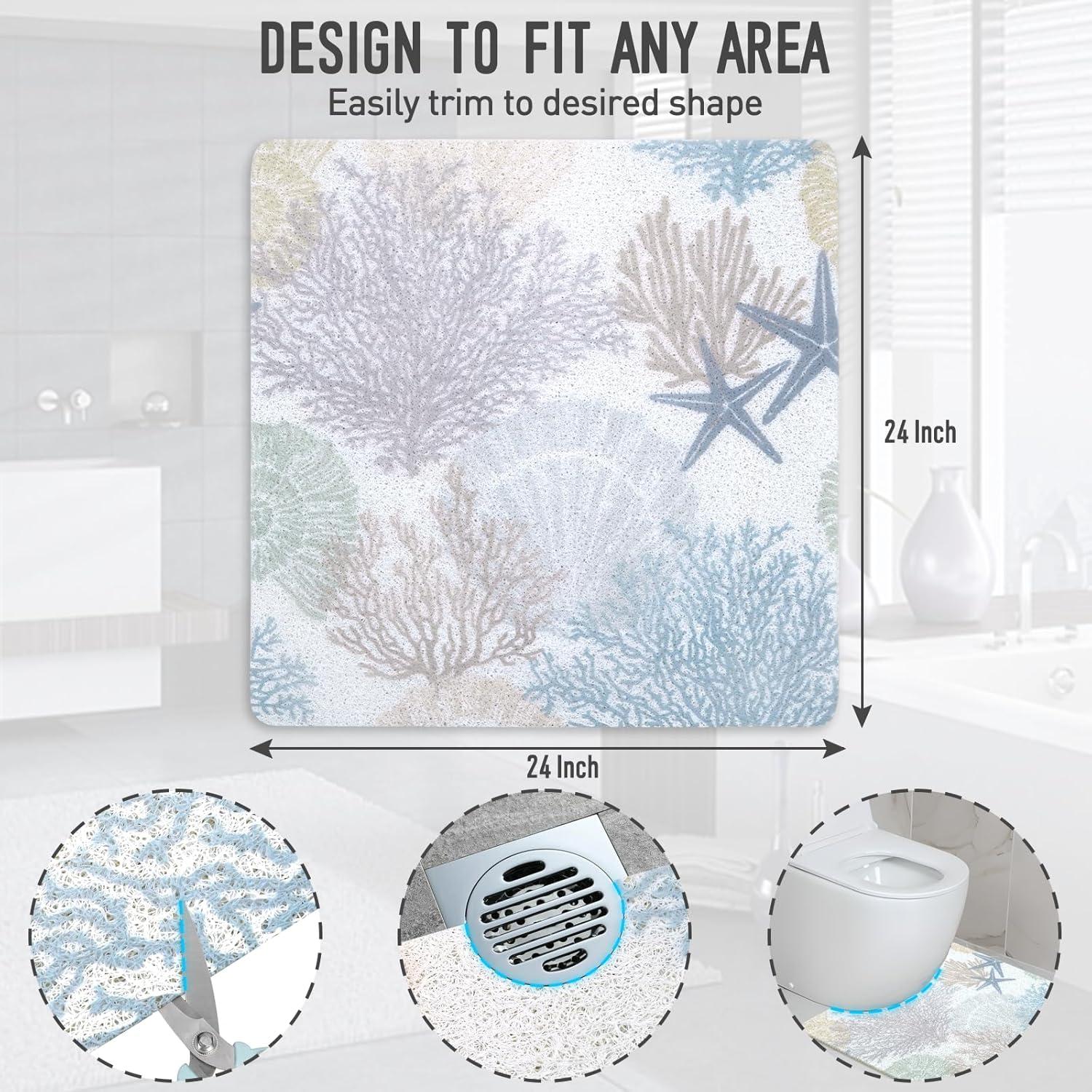 Alfombra de Ducha Antideslizante Aquoechd 61x61 cm Azul PVC