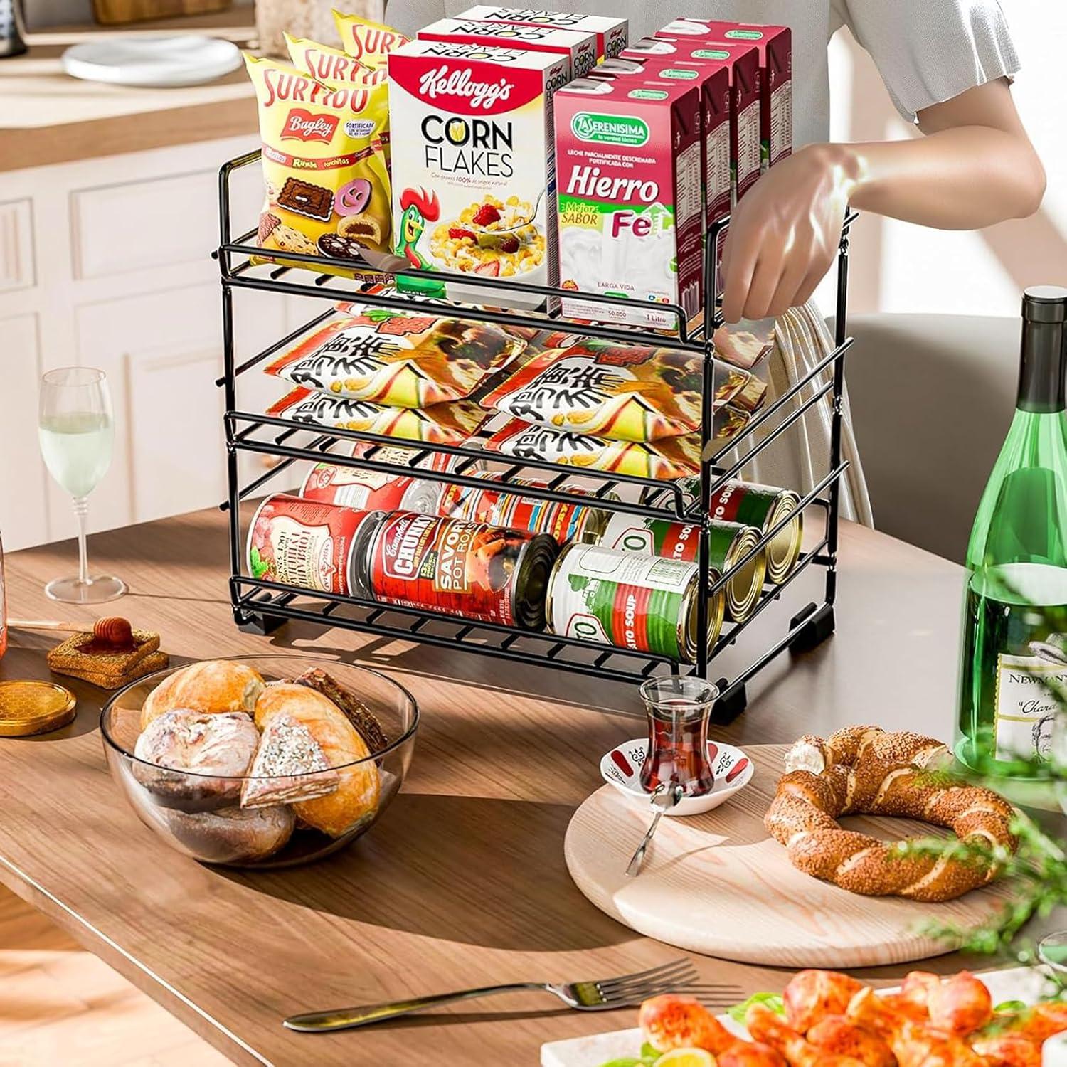 Organizador de Latas SUFAUY 3 Niveles 36 Latas Negro