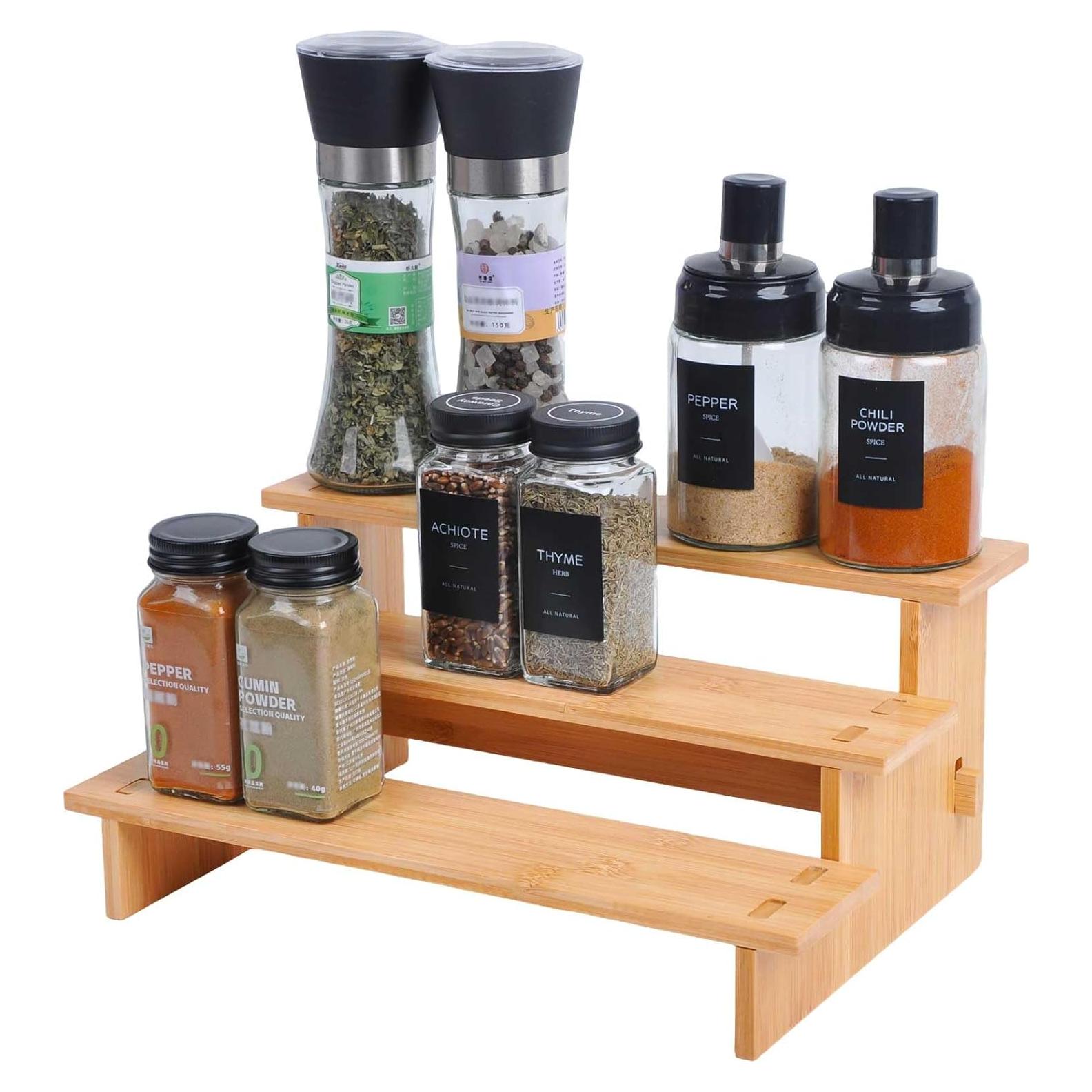 Organizador de Especias de 3 Niveles JinDoWin - Bambú Natural