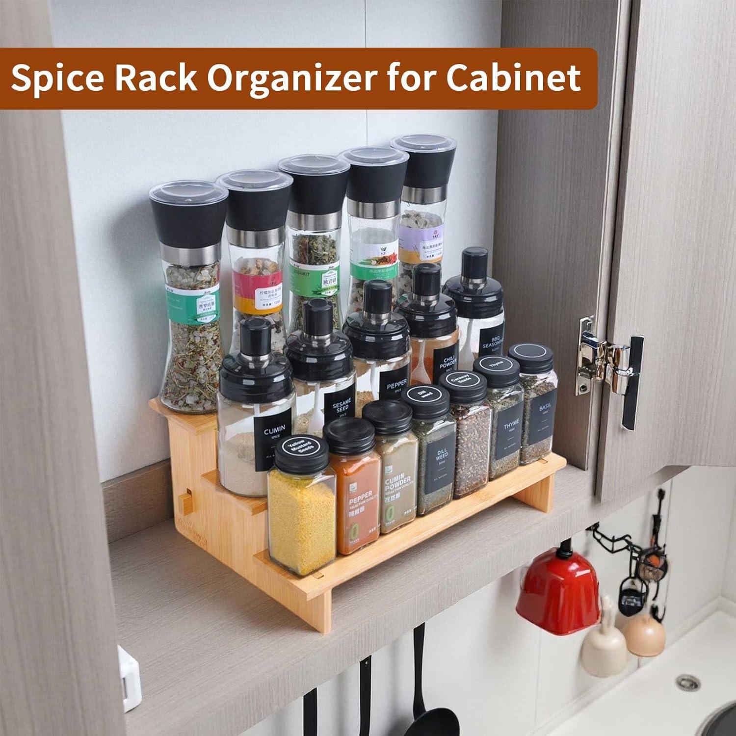 Organizador de Especias de 3 Niveles JinDoWin - Bambú Natural