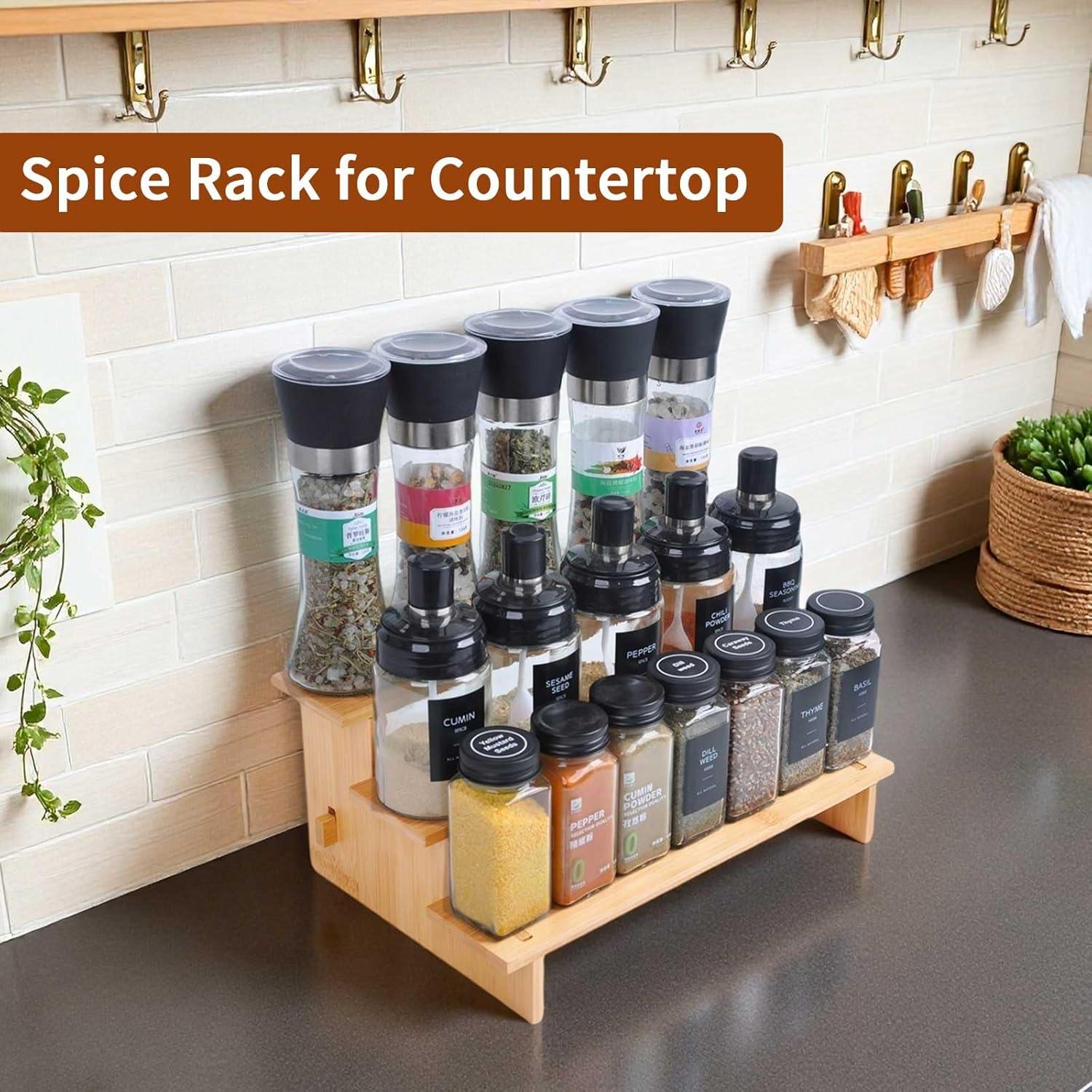 Organizador de Especias de 3 Niveles JinDoWin - Bambú Natural