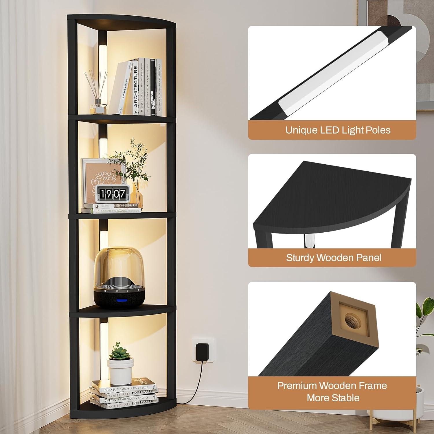 Estante Esquinero VILICK 5 Niveles con Luz LED Regulable