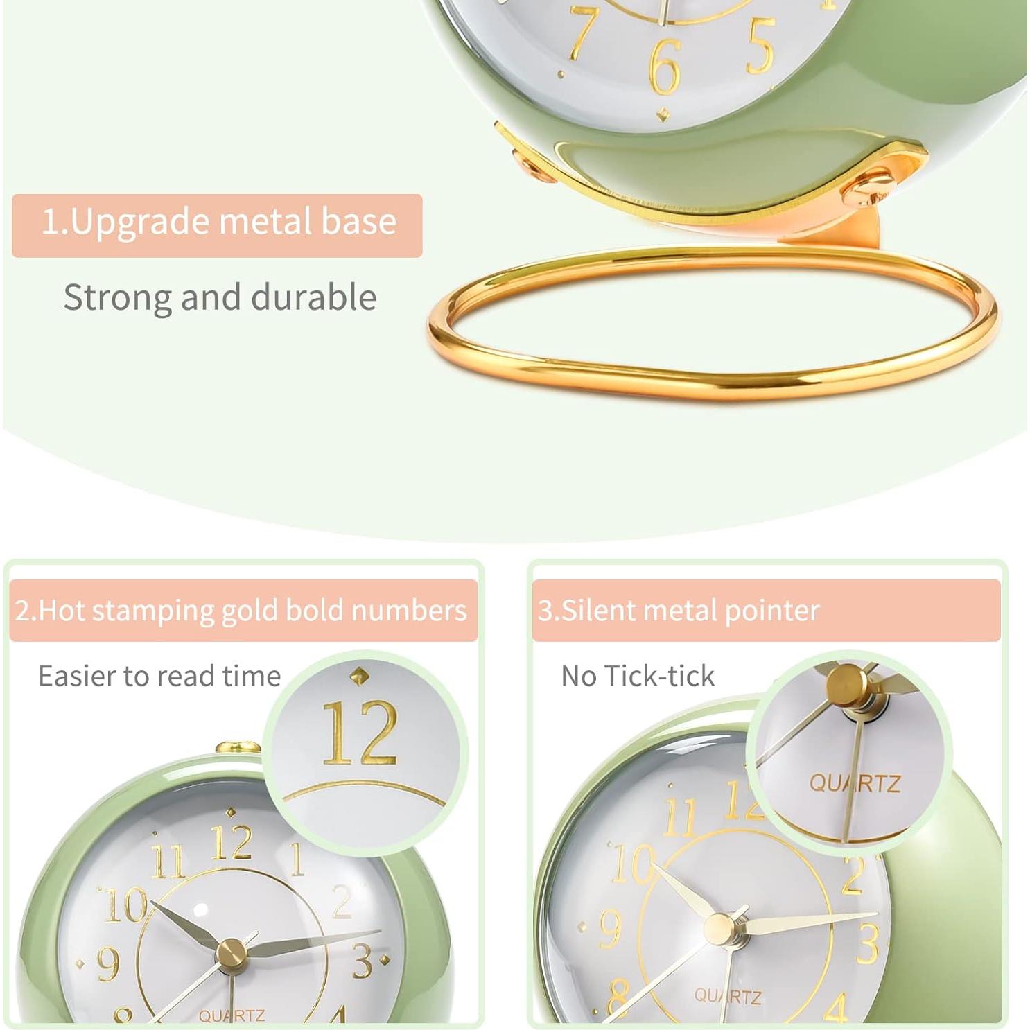 Reloj de Alarma Analógico Tetino Y-1004 Negro Retro Silencioso