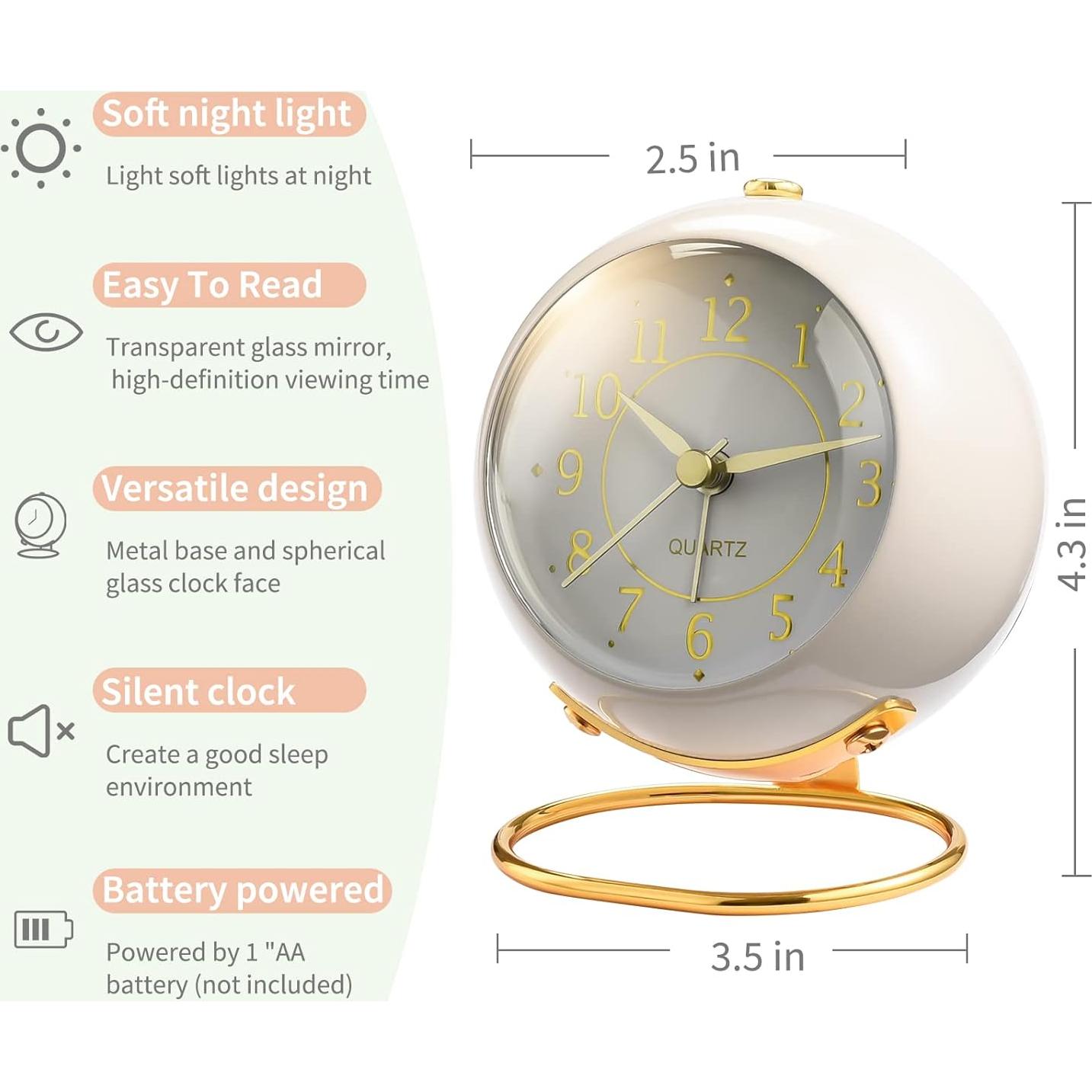 Reloj de Alarma Analógico Tetino Y-1004 Negro Retro Silencioso