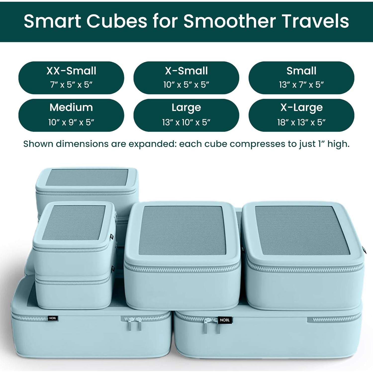 Conjunto de Cubos de Empaque Compresibles NOBL - 6 Piezas Azul